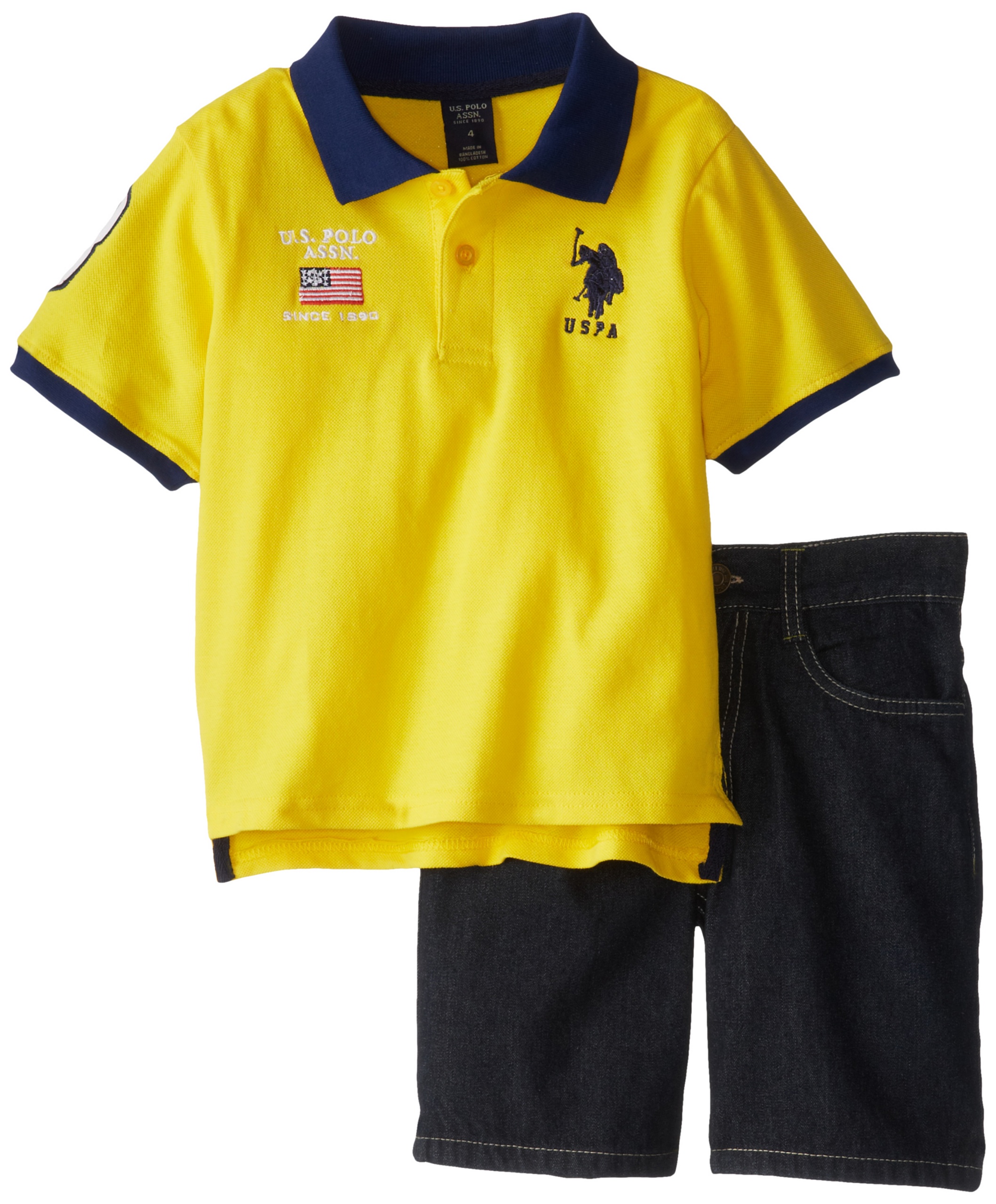 Little Boys' Pique Polo Shirt and Denim Short Set