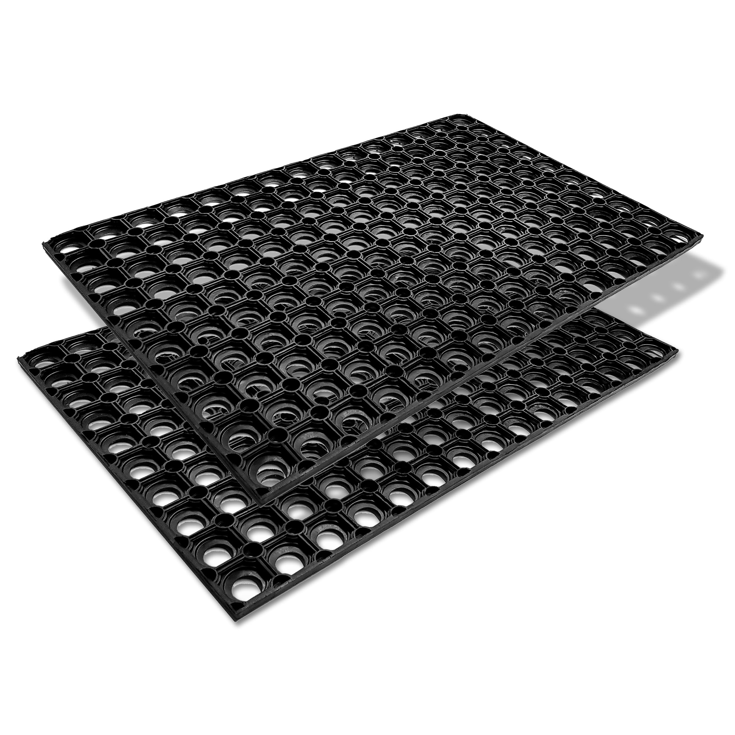 Carpido Felpudo de goma negro, antideslizante, para puerta, 80 x 120 cm, juego de 2 unidades, resistente, para exteriores, atrapa la suciedad