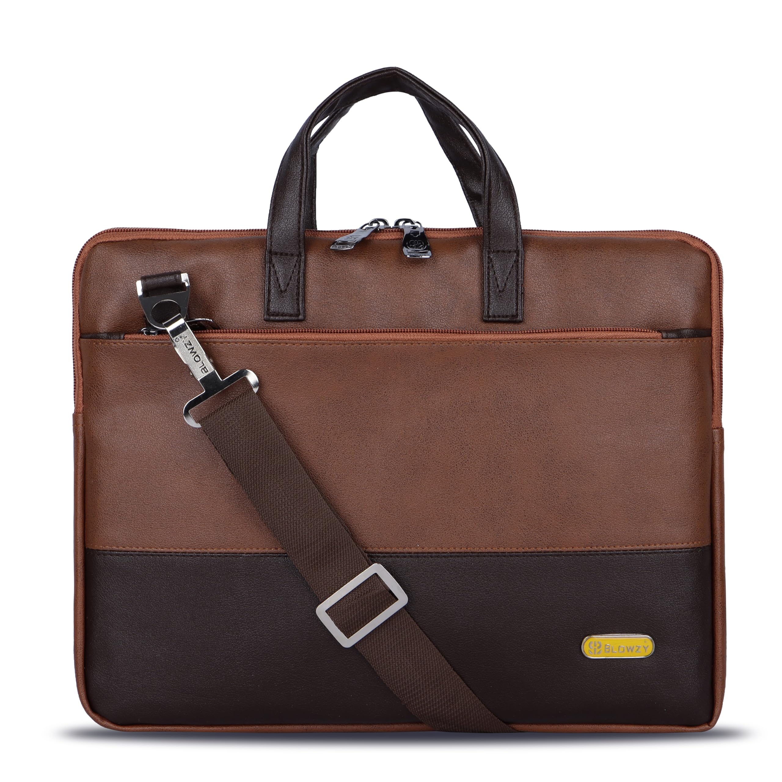 Zadinga Blowzy 14 Inches Slim Vegan Leather Expandable Men Women Unisex Laptop|MacBook Shoulder|Messenger|Office|Travel|Business Bag for Men Women (Tan) (B0D3VQYPSL) Amazon Price History, Amazon Price Tracker