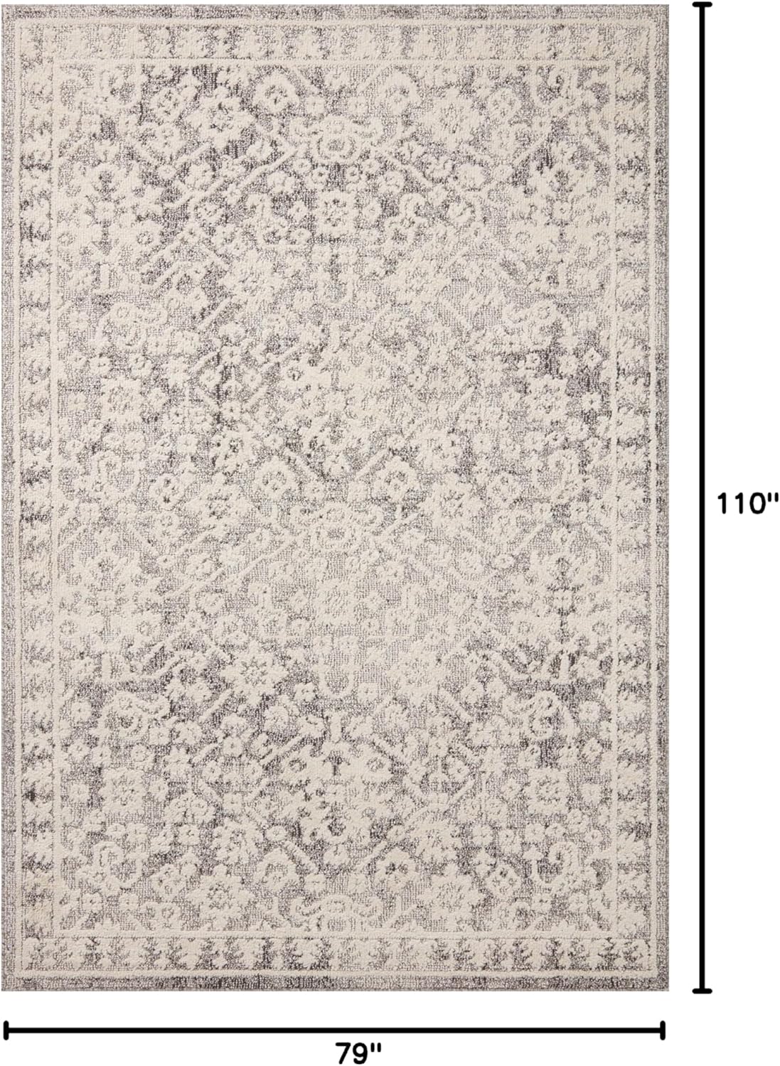 Ivory and Gray Rectangular Synthetic Area Rug 7'10" x 10'