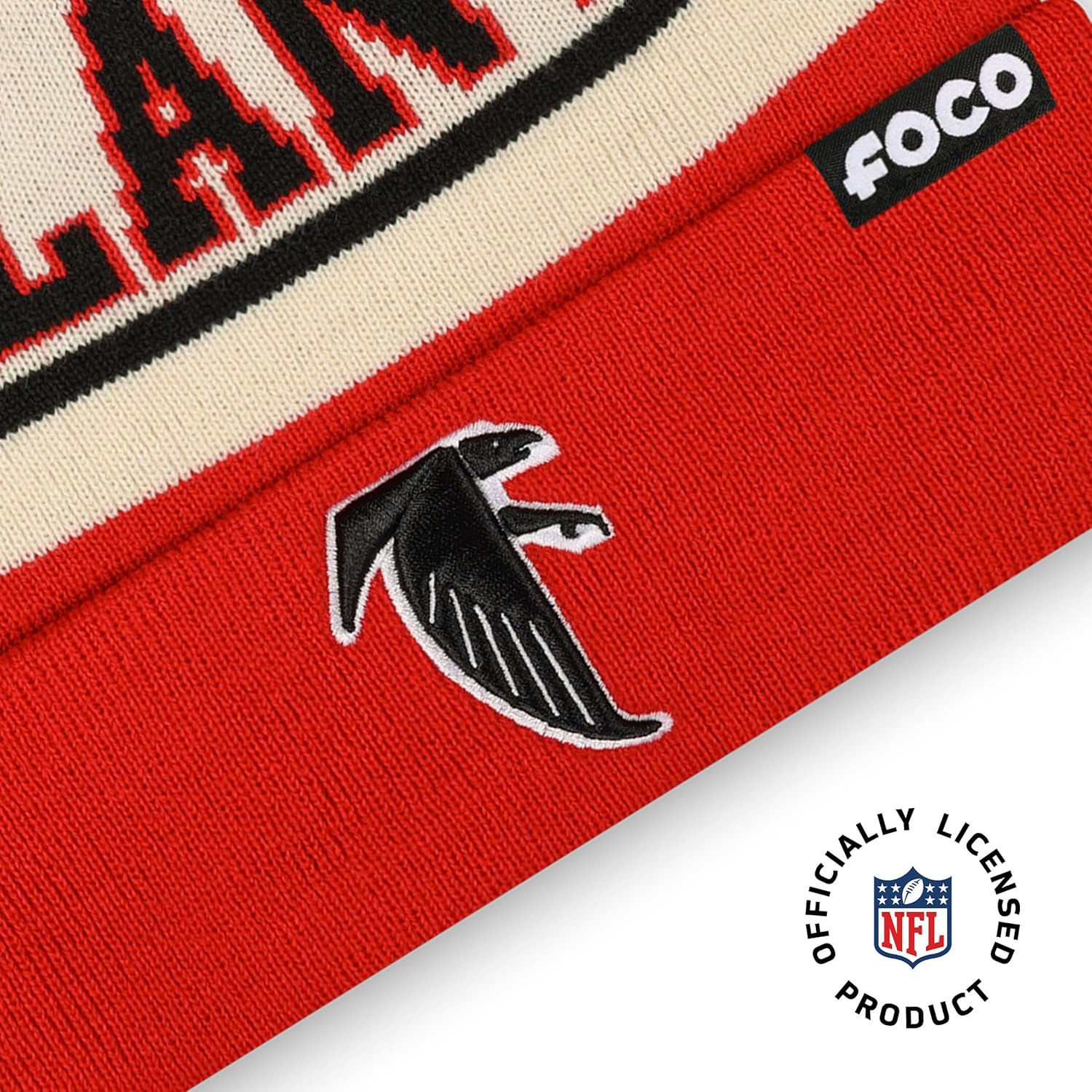 FOCO NFL Unisex-Adult NFL Retro Team Logo Heritage Stripe Pom Beanie Hat - Image 3