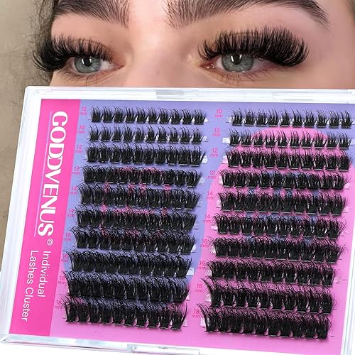 Miniatura 1 de Goddvenus Extensiones de pestañas en racimo mullidas y gruesas, extensiones de pestañas 100D, pestañas individuales de visón, pestañas sintéticas,