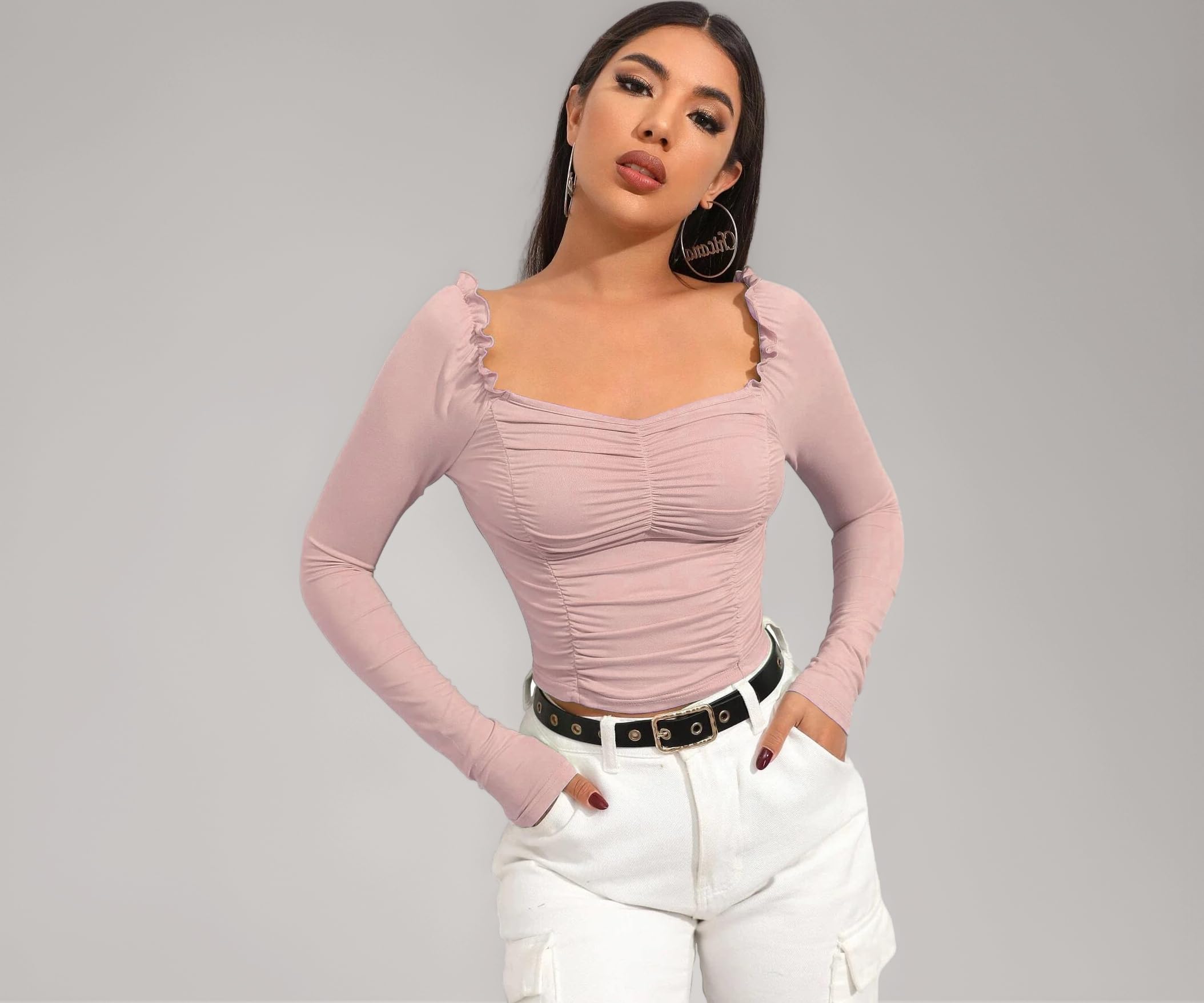 Shasmi Women's Shirt | Sweat Heart Neck | Full Sleeve | Regular Fit | Elegant Design Stylish & Comfortable | All-Day Comfort | Perfect for Formal, Casual (Tank Top)