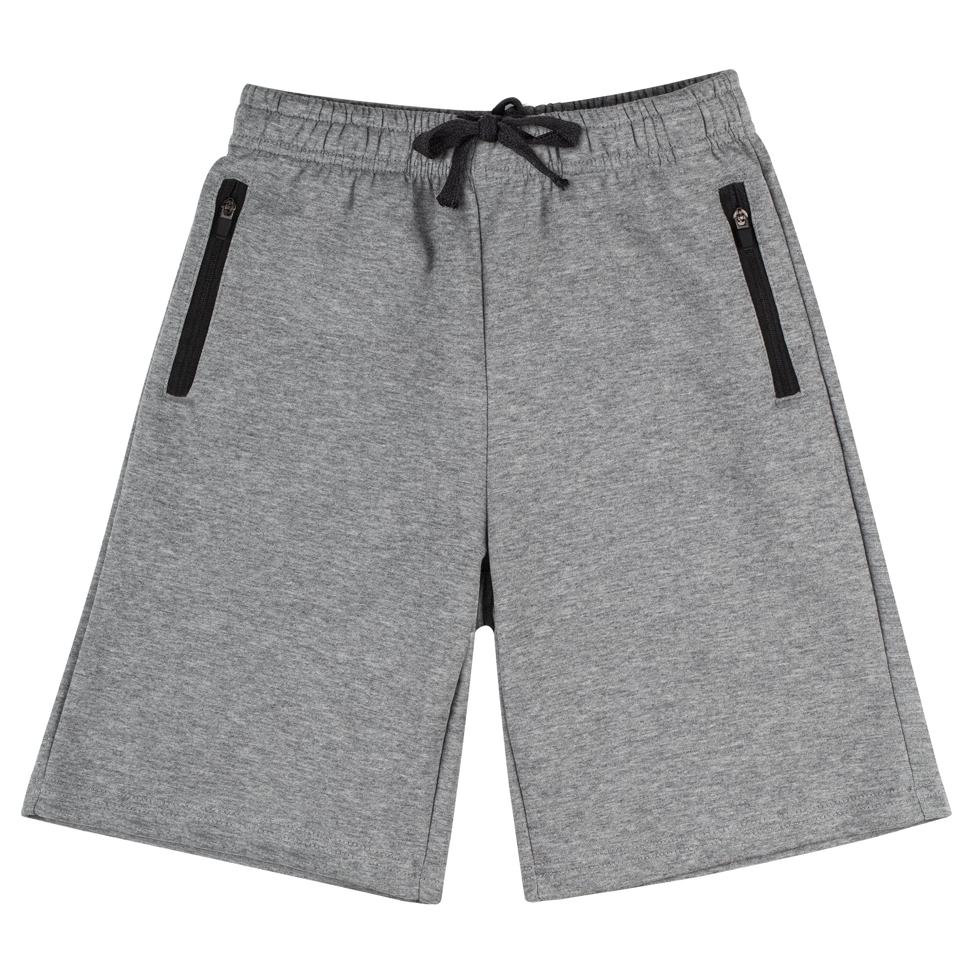 BIG ELEPHANT Boys Cotton Athletic Shorts with Zipper Pockets &amp; Drawstring