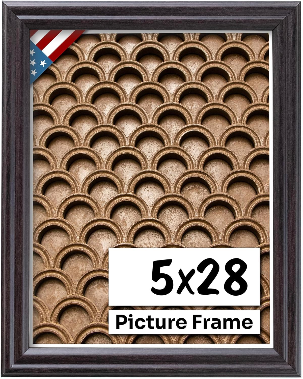 Coffee Brown 5x28 Picture Frame .75" Inch Wide - Dark Brown Wall Decor Handmade Solid Wood Frames with Preinstalled Hangers and UV Blocking Plexiglass 28x5 Frame
