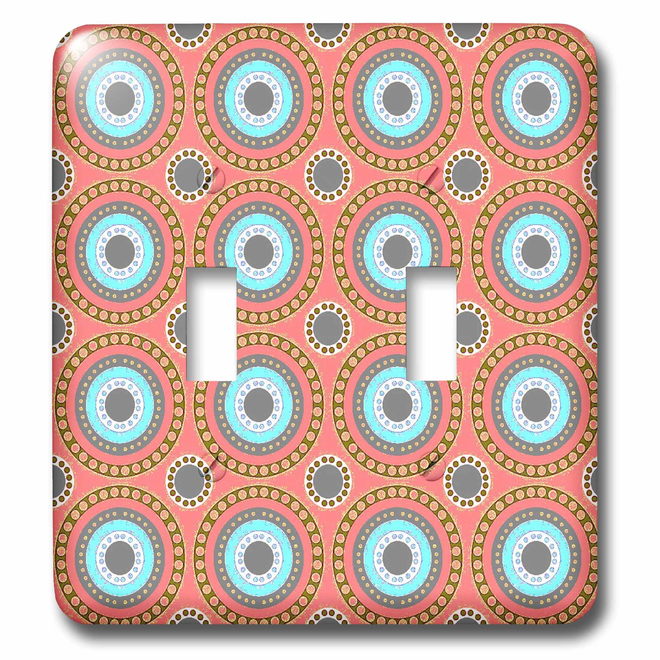 Interrupteur double à bascule pour remplacer une plaque usée motif cercles bleu orange