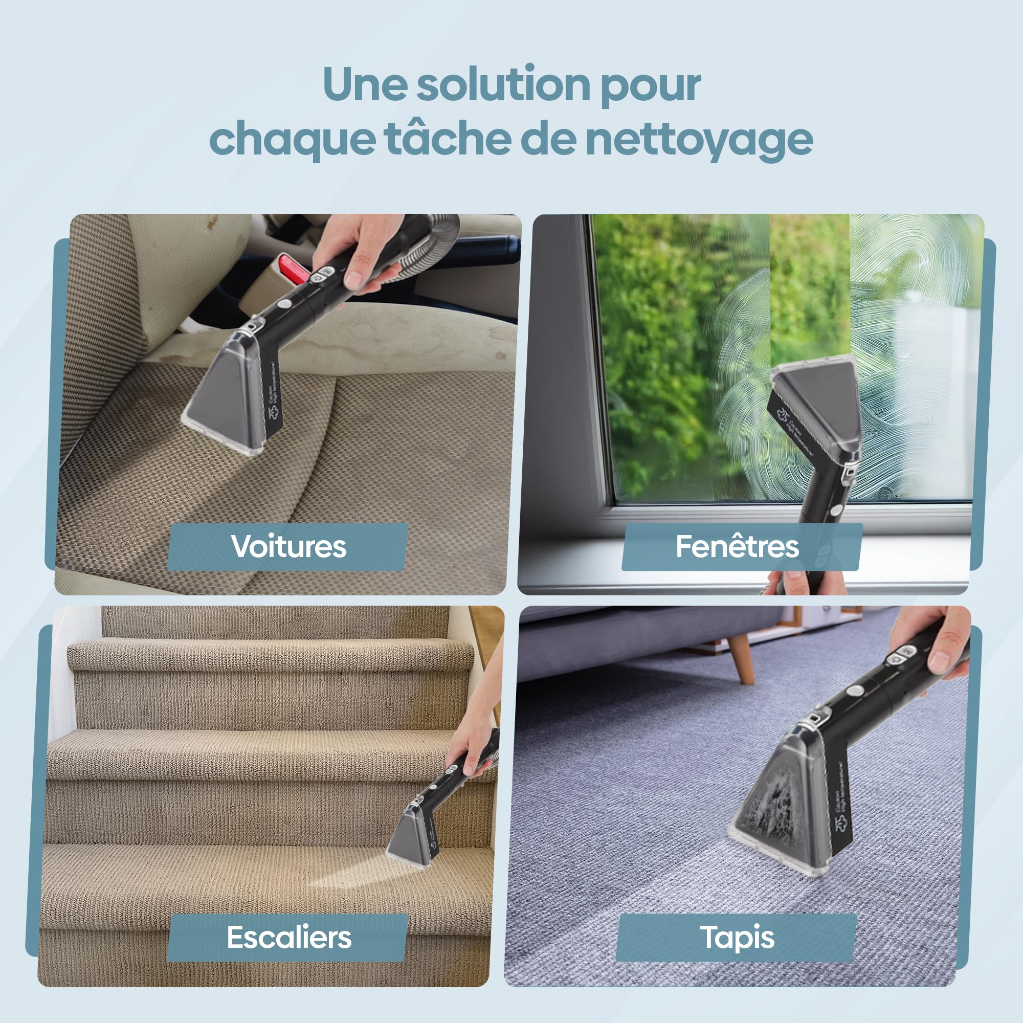 Olvy Nettoyeur de Tapis PRO – Aspirateur Injecteur-Extracteur avec Fonction Vapeur – Nettoyeur à Vapeur 100°C – Appareil Nettoyeur de Canapé – Nettoyeur de Tapis Humide – avec Détergent – 1650W – Nett