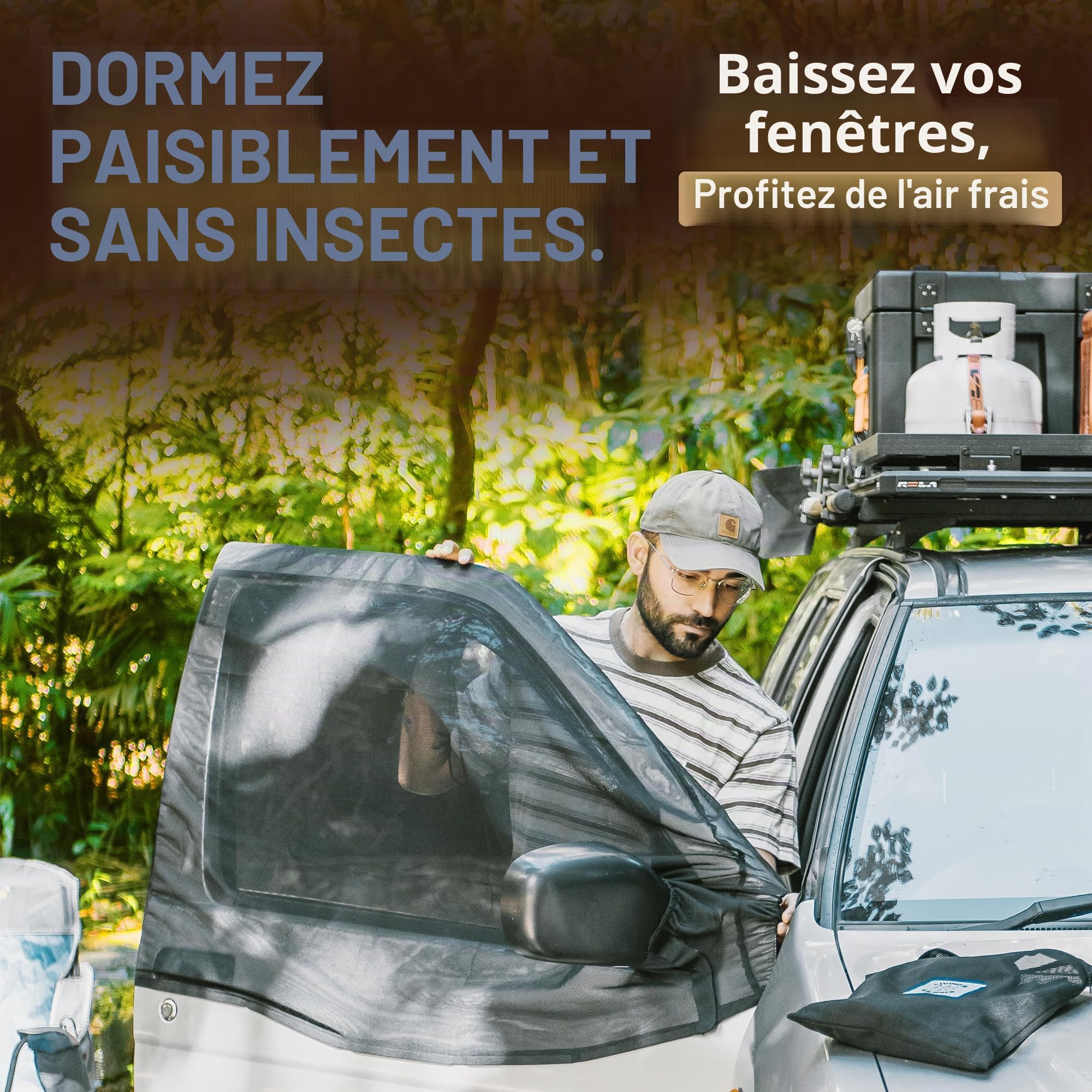 Living in a Bubble Lot de 2 moustiquaires magnétiques pour Portes Avant - Taille Universelle pour Sprinter, Metris, Ford Transit et Autres Vans et Voitures - Car Living Essentials et Accessoires Van