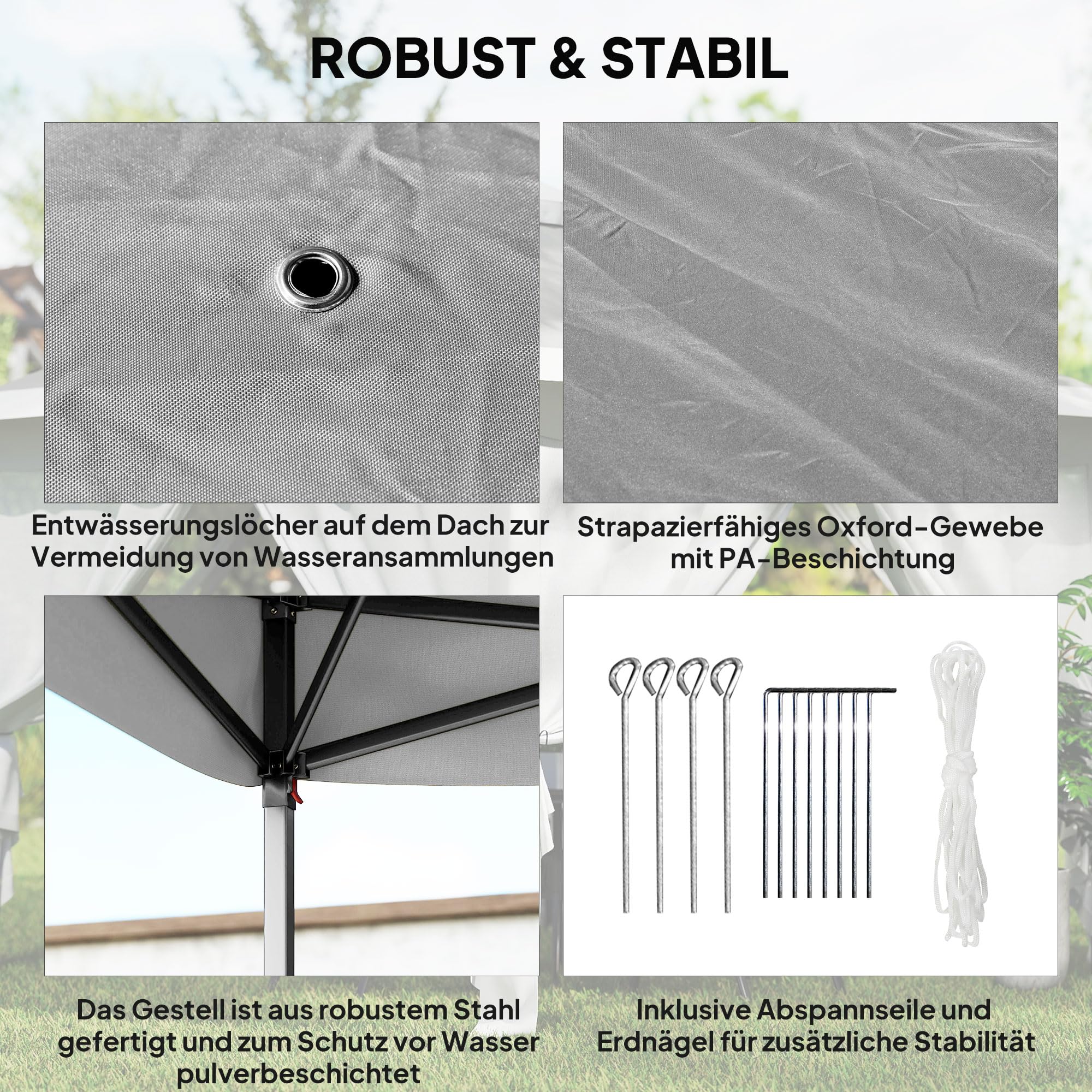 Outsunny Pavillon 3,3x3,3m Pop-up Faltpavillon Wasserabweisend Dunkelgrau