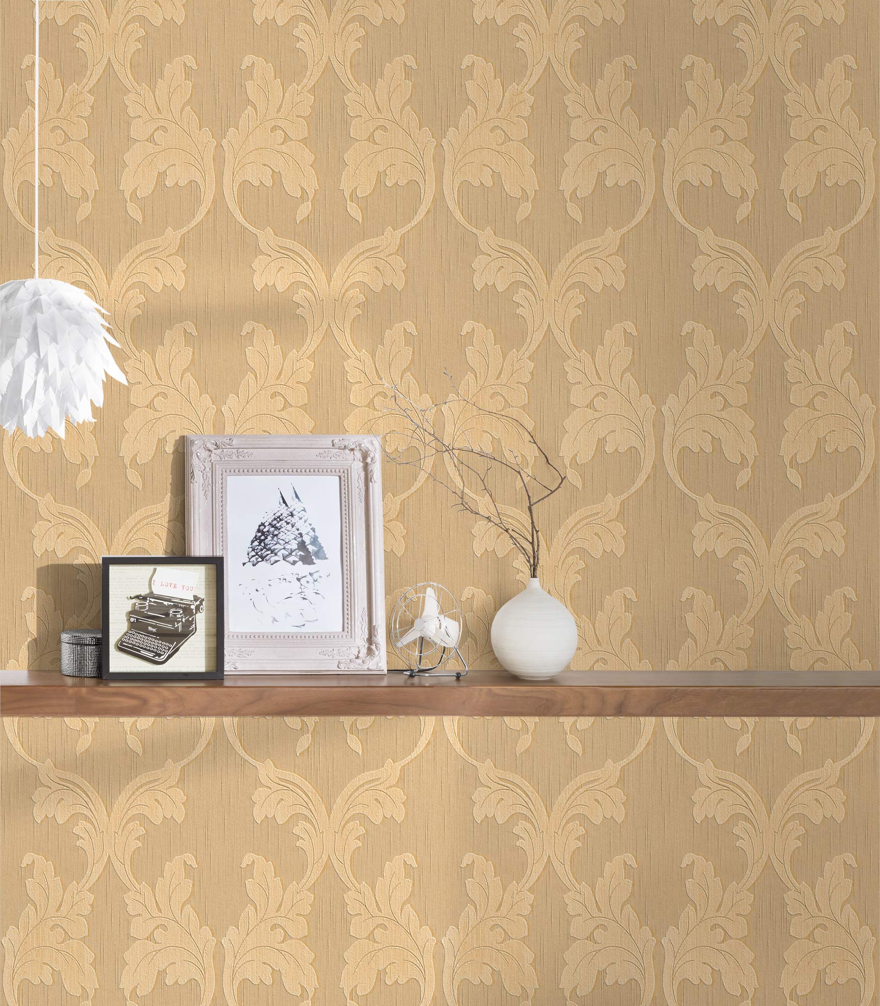 A.S. Création Architects Paper Textiltapete Tessuto Tapete mit Ornamenten barock 10,05 m x 0,53 m beige orange Made in Germany 956283 95628-3
