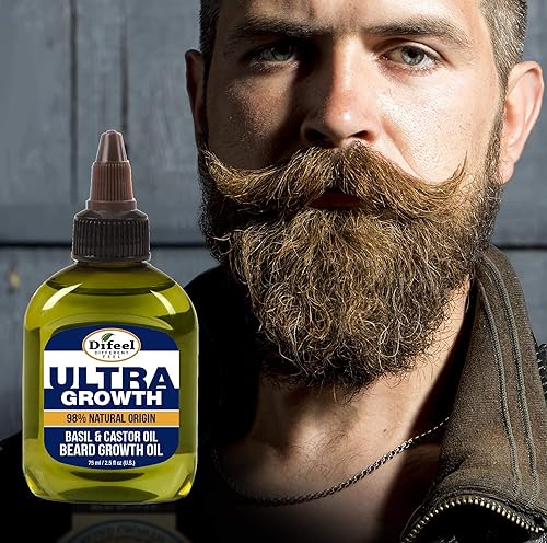 Miniatura 5 de Difeel Aceite de barba de albahaca y ricino Ultra Growth para hombre, 2.5 onzas, aceite natural para barba para el crecimiento del cabello