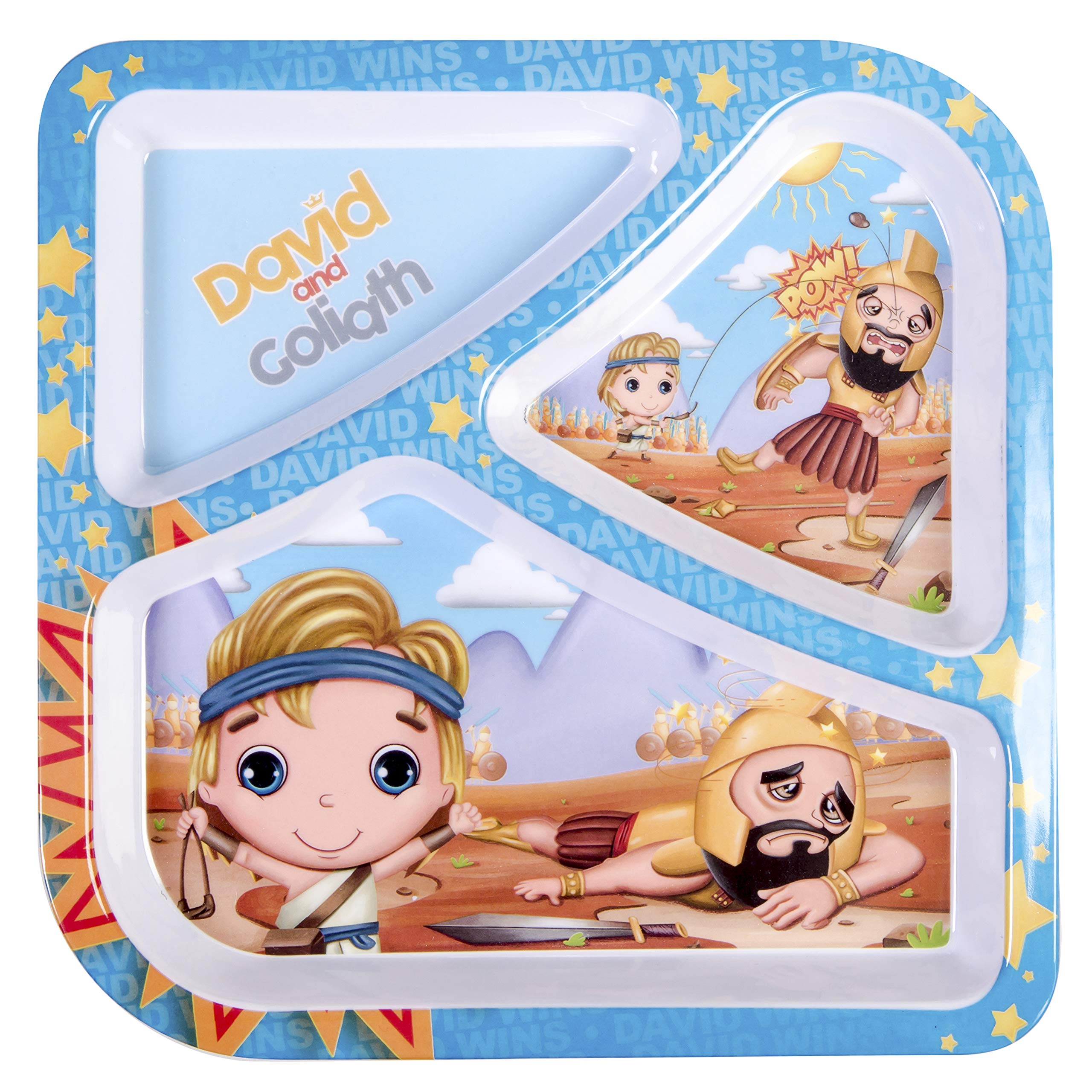 He Loves Me Christian Divided Plates for Kids David & Goliath