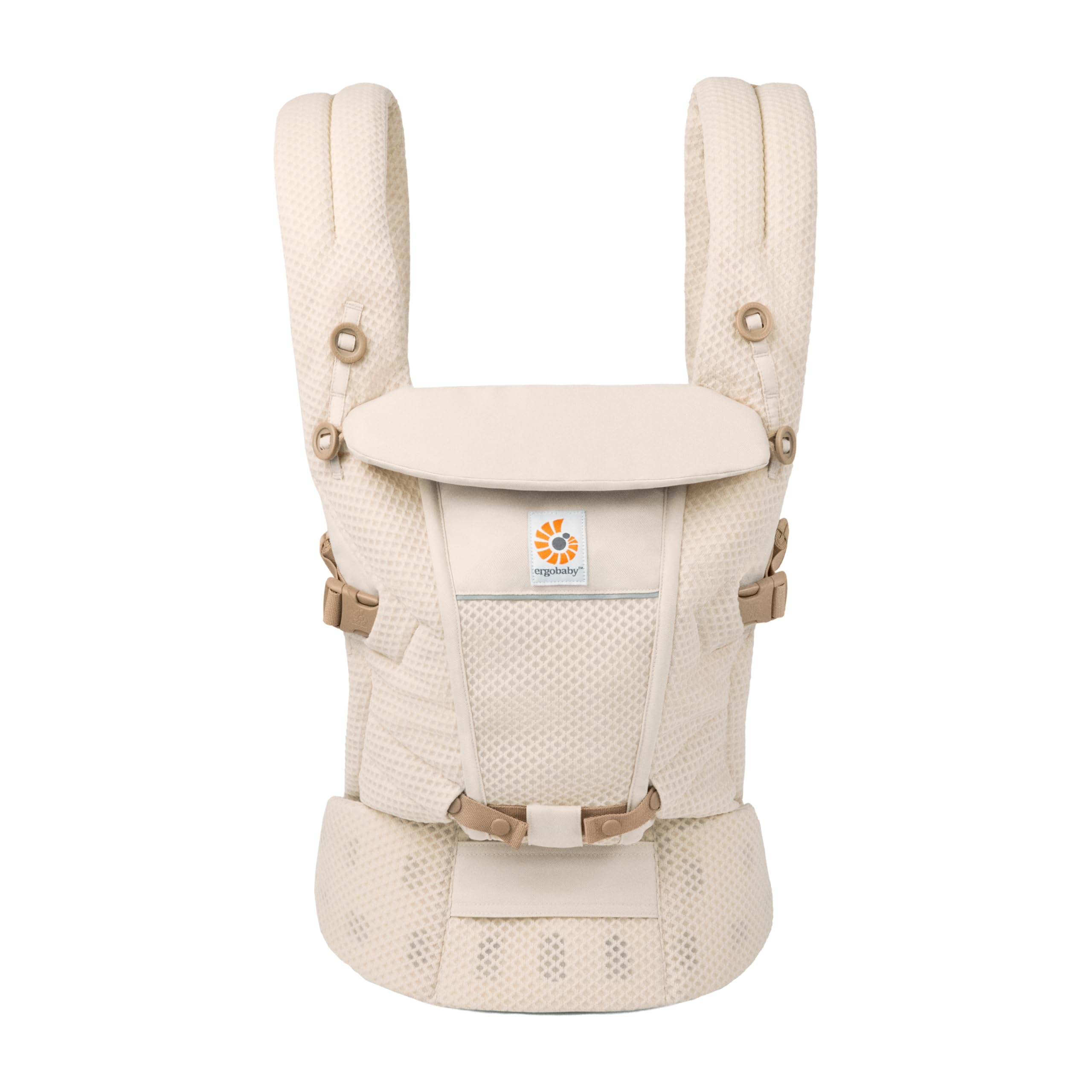 Ergobaby Adapt Babytrage für Neugeborene ab Geburt, 3-Positionen SoftFlex Mesh Ergonomische Babybauchtrage Rückentrage Baby-Tragetasche, Natural Beige, 1 Einheit