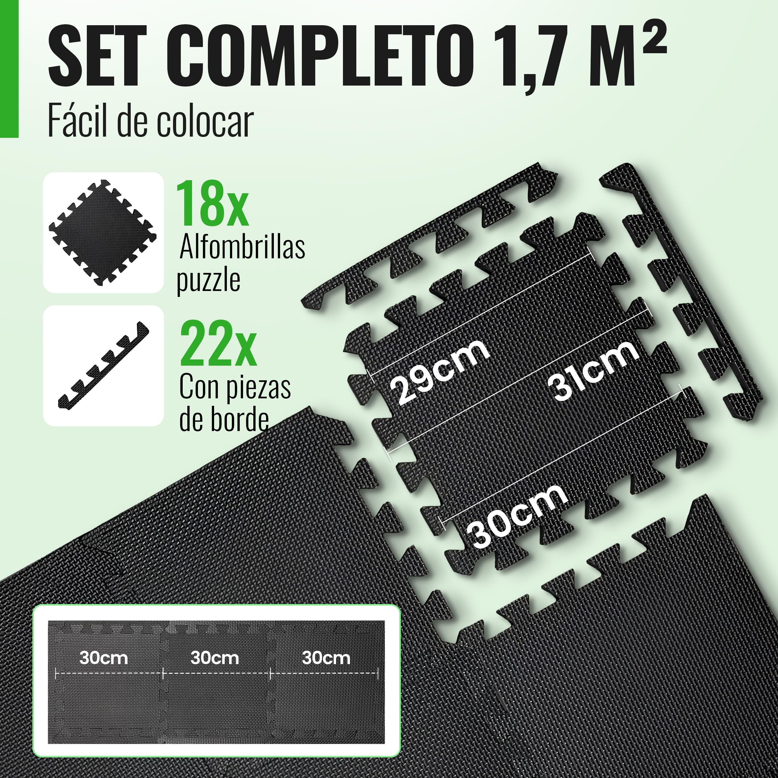 AthleticPro Esterilla protectora para el suelo con [30 x 30 cm] o [60 x 60 cm] extra gruesas [20% más protección] – Esterillas protectoras antideslizantes para gimnasio
