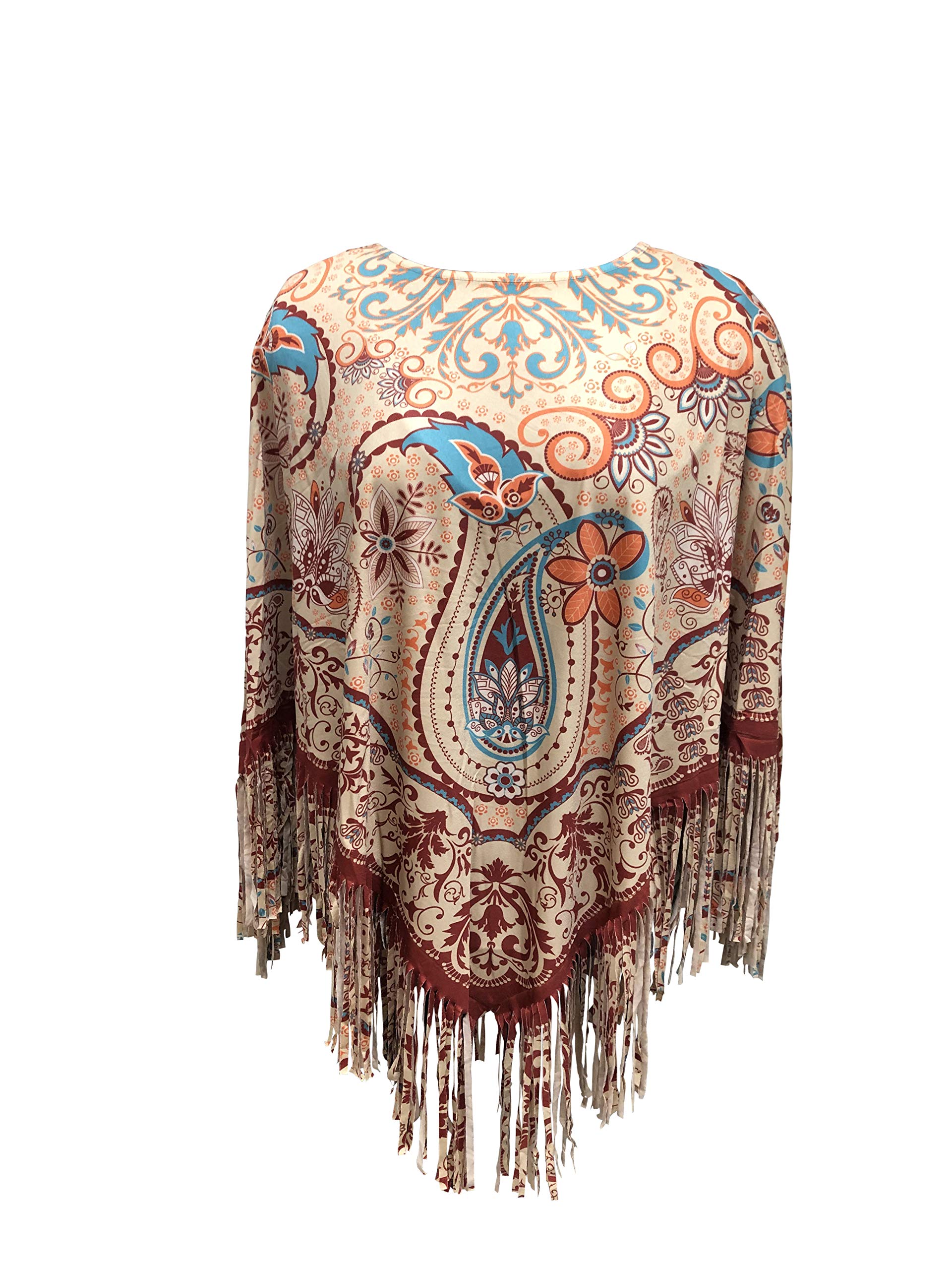 Nickanny's Poncho Pullover Topper Jacket Ruana with Fringe Lightweight