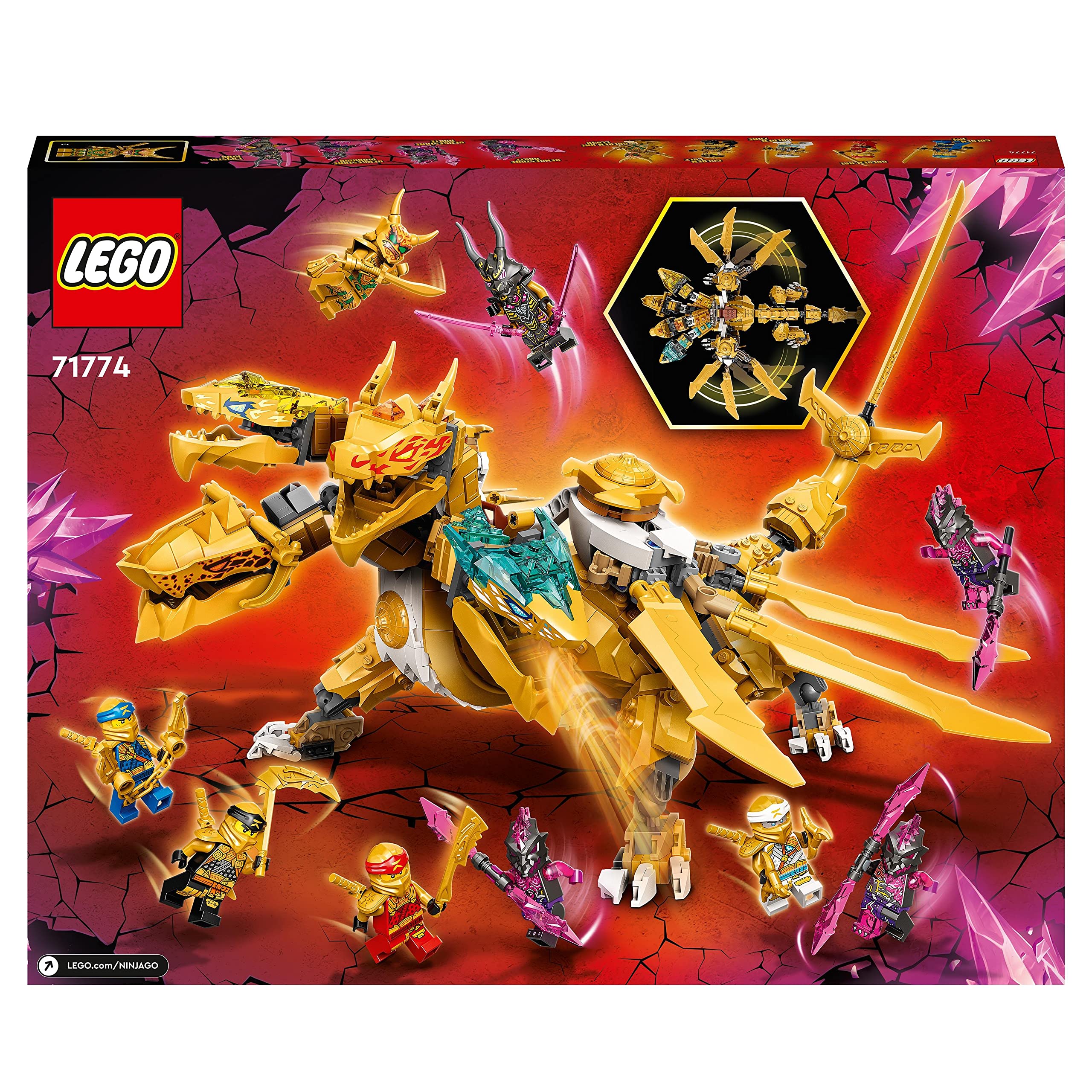 LEGO Ninjago Ultra Drago d’Oro di Lloyd, Set Serie TV Crystallized con Grande Action Figure da Costruire e 9 Minifigure, Idea Regalo, Giochi per Bambina o Bambino da 9 Anni in su 71774