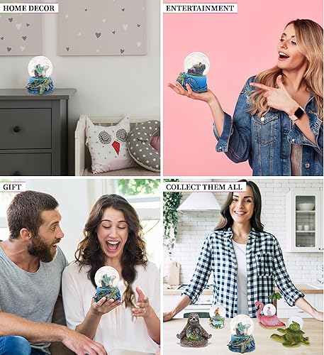 Miniatura 3 de CoTa Global Decoración de globo de nieve de tortuga marina Elegante figura de globo de nieve rosa brillante en el interior de la figura de globo de