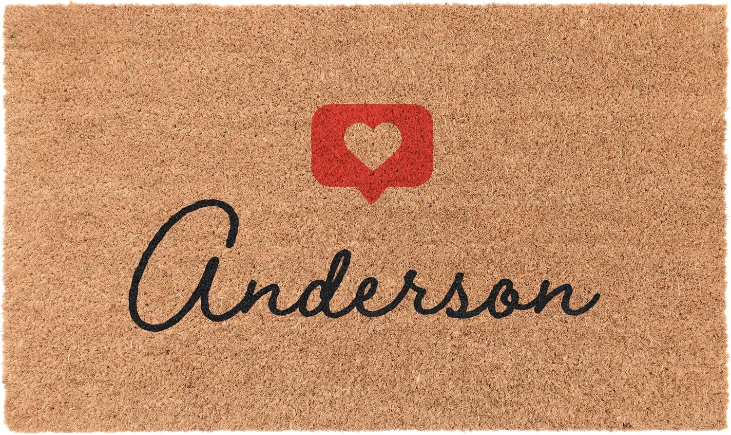 COCO MATS 'N MORE Like Heart - 18" x 30" Made in USA - Natural Coir Heart Outdoor Mat for Entryway Vinyl Backed Sustainable Welcome Valentine Rugs Durable for Patio