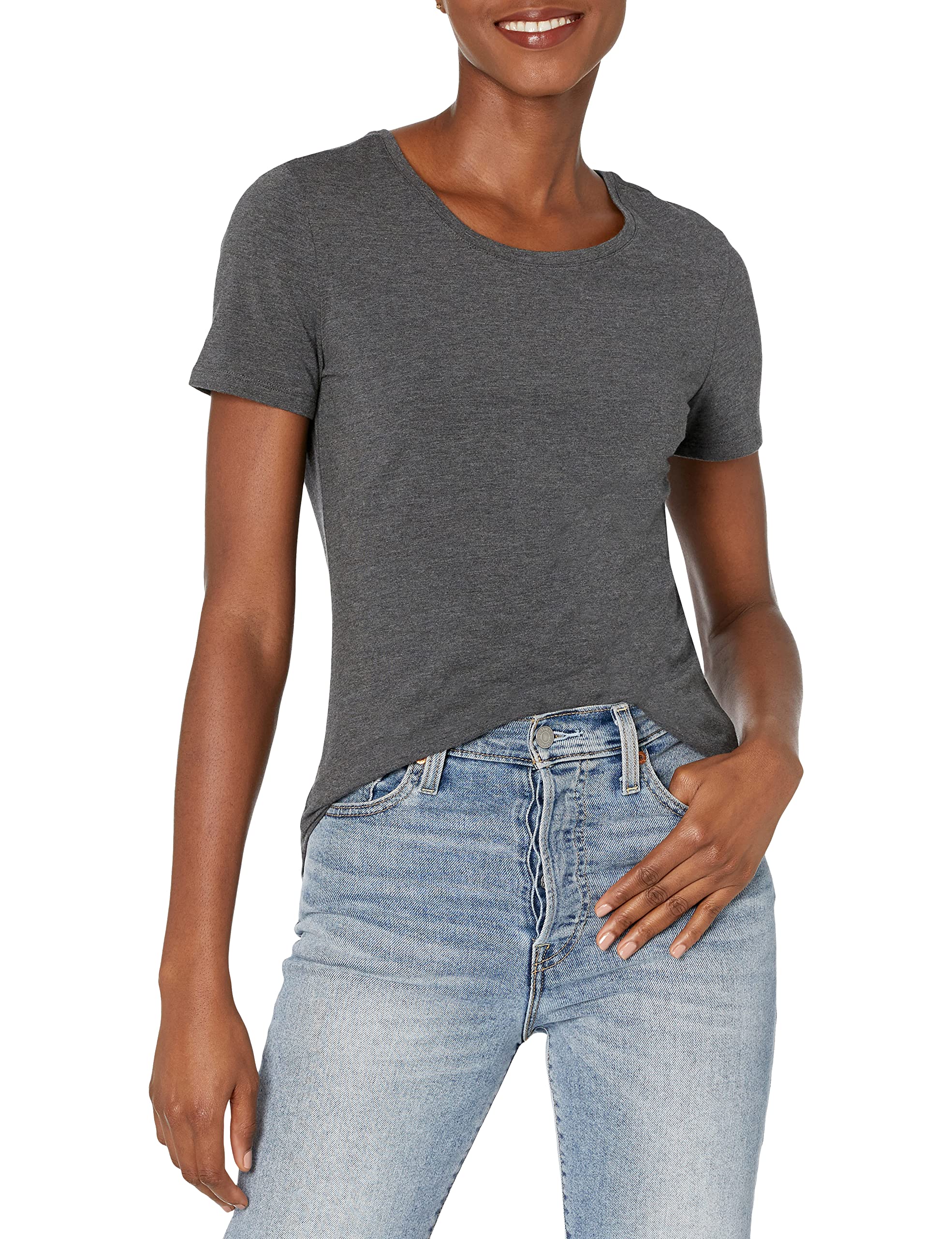 Amazon Essentials T-Shirt Girocollo a Maniche Corte con vestibilità Classica Donna, Confezioni Multiple