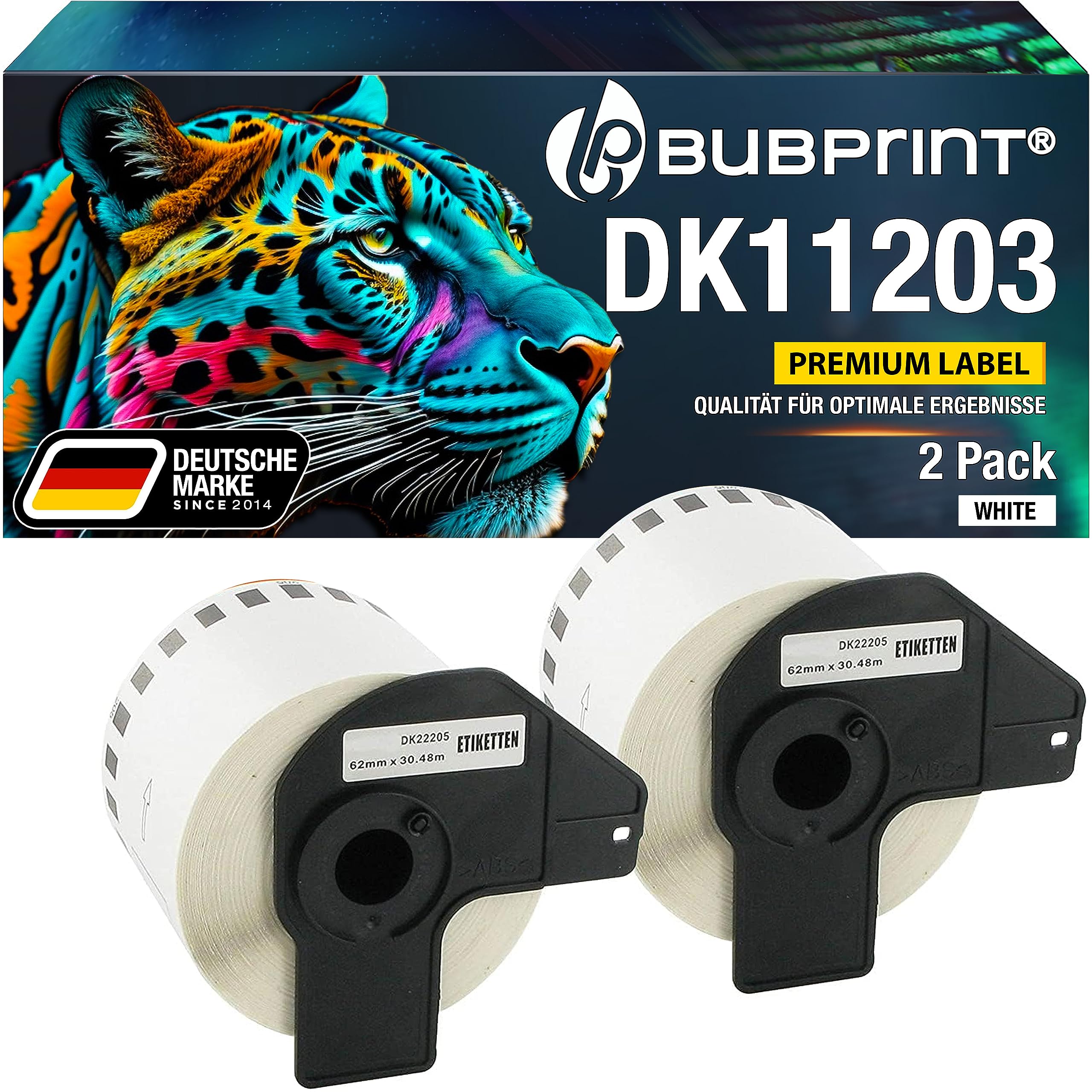 Bubprint Kompatibel 2 Etiketten als Ersatz für Brother DK-22205 für P-Touch QL-1110NWB QL800 QL700 QL570 QL-820NWB QL-810W QL710 QL600 QL500 QL1100 QL710W QL720NW QL560 QL1050 QL1060 QL550