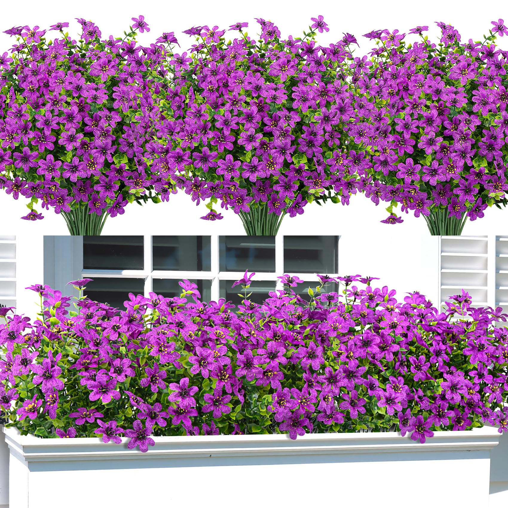 Bassion 20 Bundles Artificial Flowers for Outdoors Decorations, Fuschia