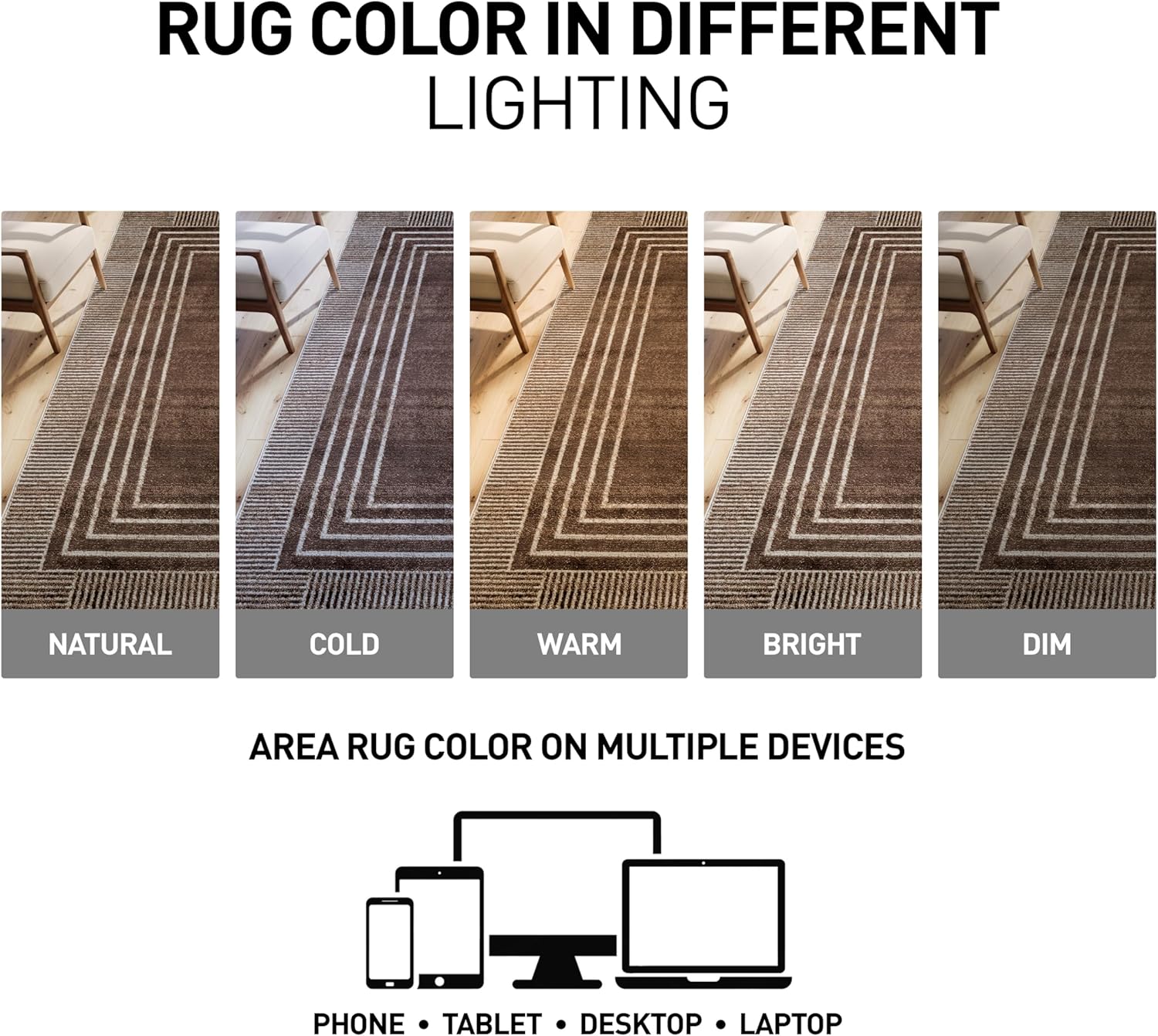 Rugshop Contemporary Geometric Bordered Indoor Area Rug for Living Room,Bedroom,Kitchen Rug Low Pile Rug with Jute Backing 7' 10" x 10' Brown