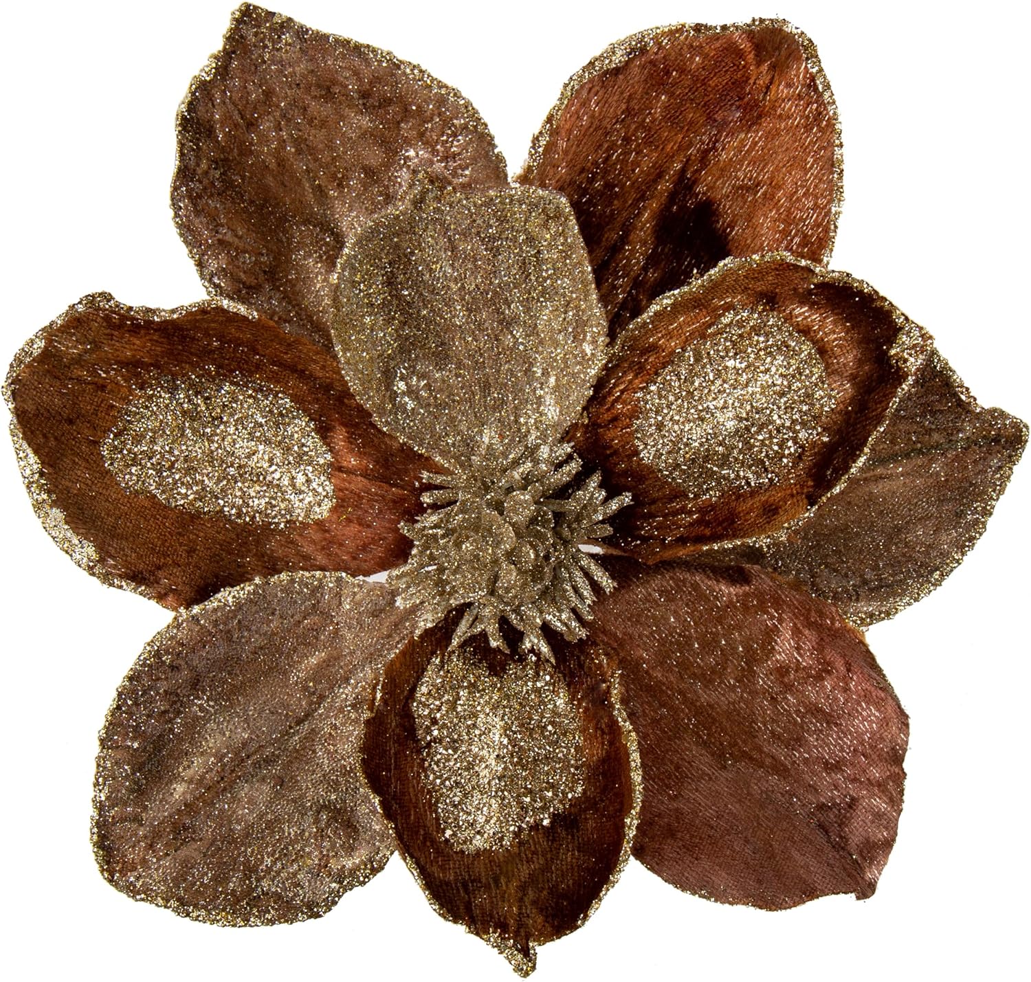 10’’ Large Heads Christmas Glitter Magnolia Flowers Christmas Tree Ornaments Set of 3 Artificial Flowers with Picks Stems for Xmas Tree Holiday Decorations, Bronze 10’’ Large Heads Christmas Glitter Magnolia Flowers Christmas Tree Ornaments Set of 3 Artificial Flowers with Picks Stems for Xmas Tree Holiday Decorations, Bronze