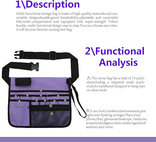 Vista 54 de Bolsa de almacenamiento de enfermera Bolsa de almacenamiento multifuncional para enfermeras, kit médico Bolsa de cintura práctica bolsa de SL46BH