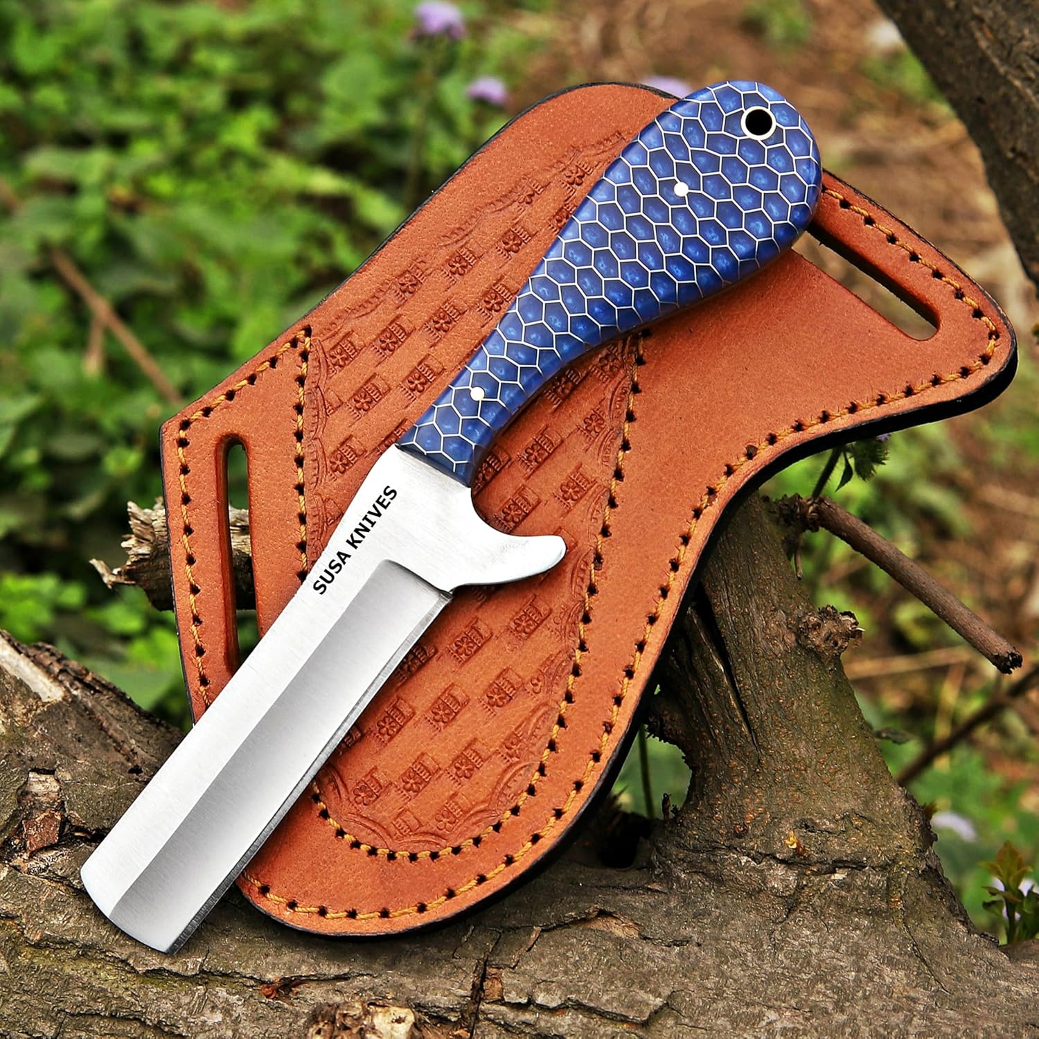 Handmade 1095 steel Bull cutter knife, cowboy knives with pancake leather sheath classic style knife, gift for men (STELL OG)