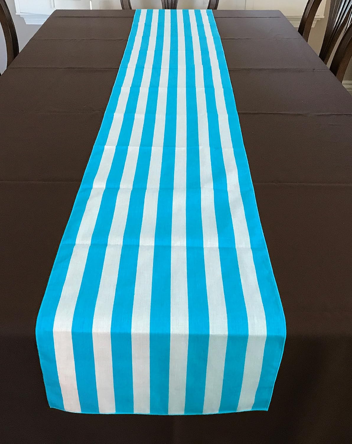 lovemyfabric Poly Cotton 1 Inch Striped Print Table Runner for Party, Wedding/Bridal Shower, Birthdays/Baby Shower, Home Decor and Special Events (12"X108", Gray and White)