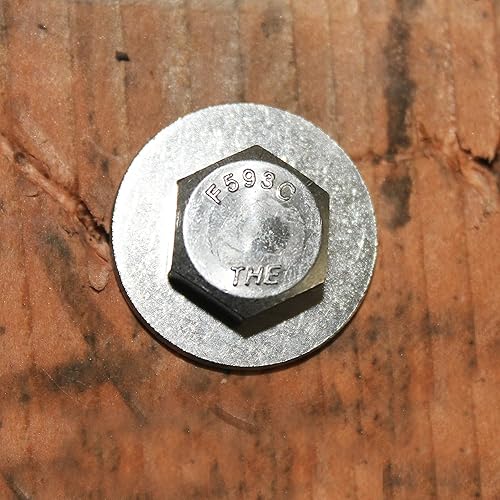 Miniatura 7 de (10 juegos) Tornillos de cabeza hexagonal de acero inoxidable 14-20x3, tuercas, arandelas planas y de bloqueo, 18-8 (304) SS, totalmente roscados