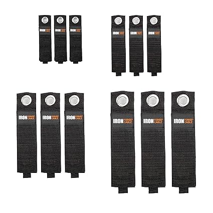 Extension Cord Wrap Organizer, 12 Piece Multi-Pack of Storage Straps - 3 Small, 3 Medium, 3 Large, and 3 XL Hook and Loop Hanger Wraps for Power Cables, Hoses, Ropes, and More