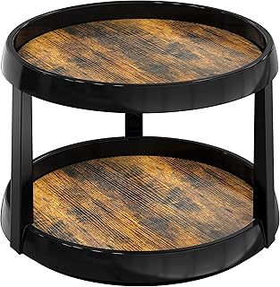 Simple Houseware 2 Tier Turntable Lazy Susan Multifunctional Organizer, Rustic Brown