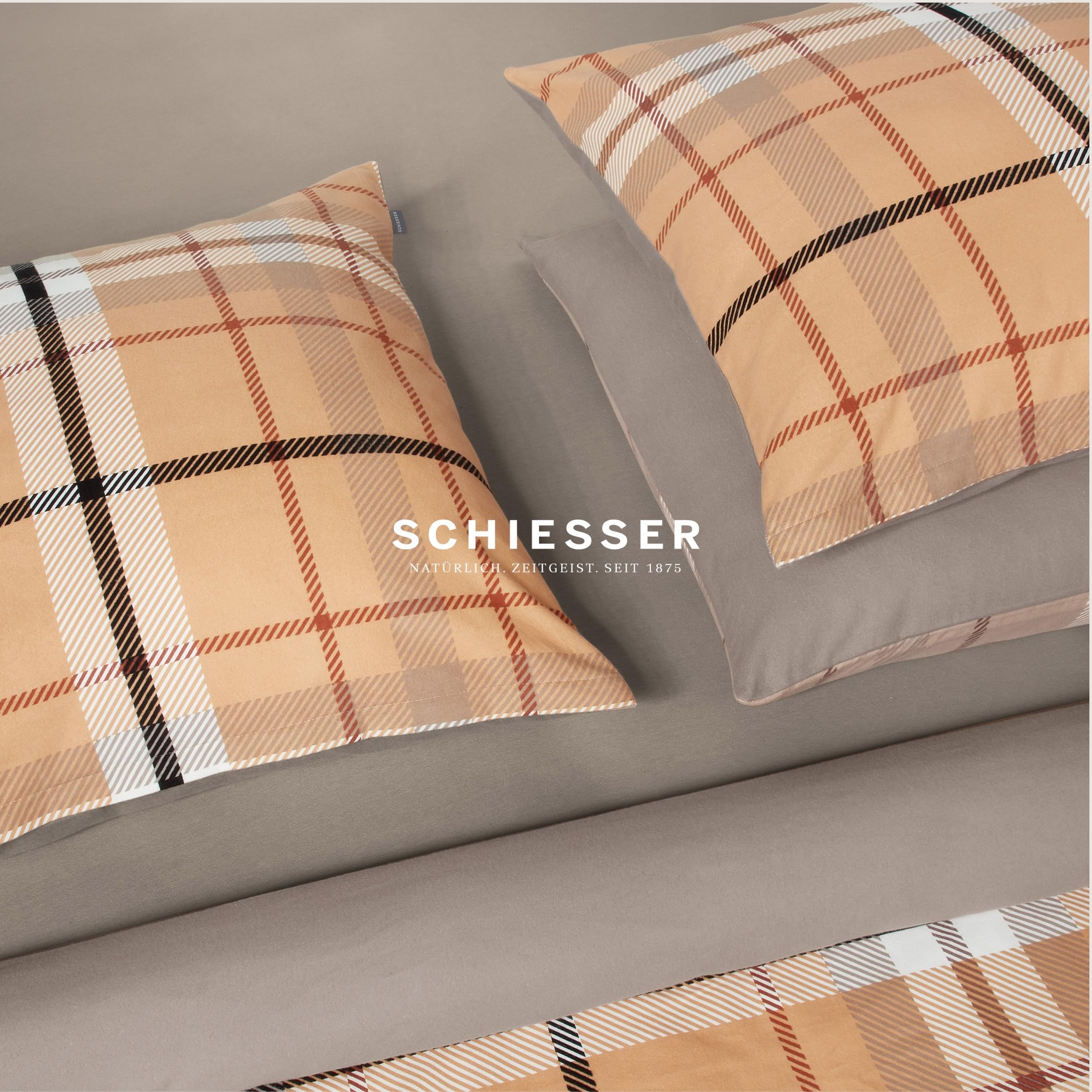 Schiesser Bettwäscheset Lenni - Feinbiber - 2-teilig - 135 x 200 cm - Sand