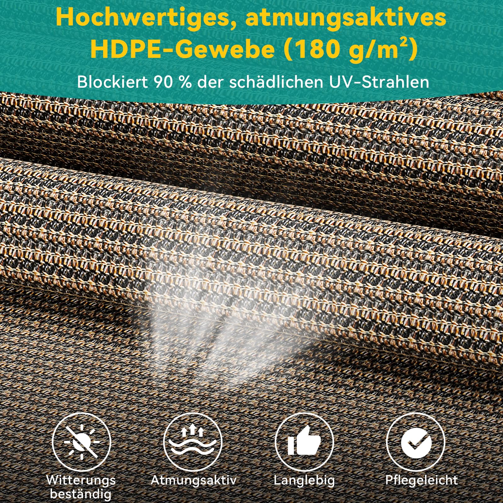 LIFERUN Tenda Verticale HDPE 200×310 cm Marrone, Tenda a Pinza Estensibile Senza Forare, Protezione Solare UV, Antivento, per Balcone Giardino Terrazza