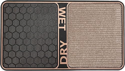 J&V TEXTILES Tapete 2 en 1 de limpieza de zapatos en seco y húmedo, 18 x 32 pulgadas, antideslizante, lavable a máquina, bandeja para botas perfecta