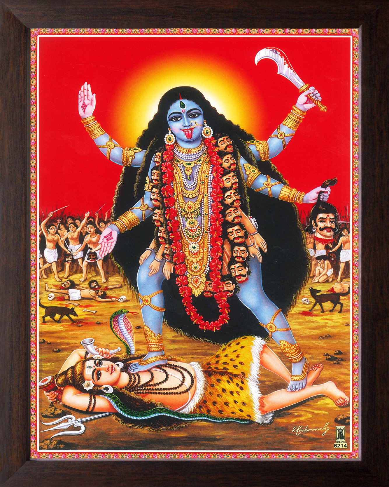 Art n Store: Goddess Kali Painting/High Contrast HD Printed Picture/Wall Painting & Religious Poster Painting with Frame (30 X 23.5 X 1.5 CM_ Acrylic Sheet Used)