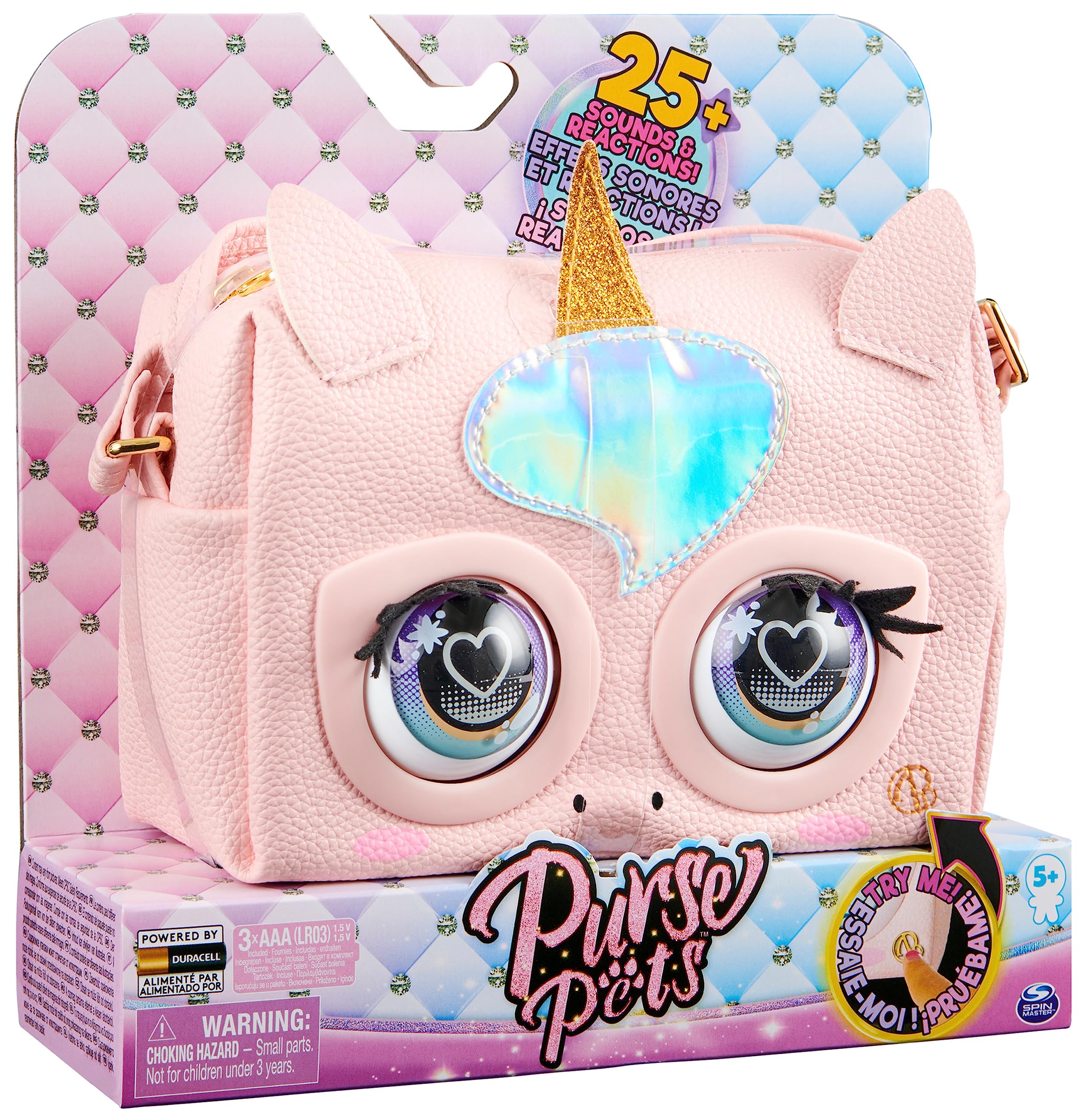 PURSE PETS - BOLSO MASCOTA INTERACTIVA - GLAMICORN UNICORN - Bolso niña y Mascota Interactiva Unicornio Glamicorn con más de 25 Sonidos y Reacciones - 6064255 - 6062241 Juguetes niña 5 años +