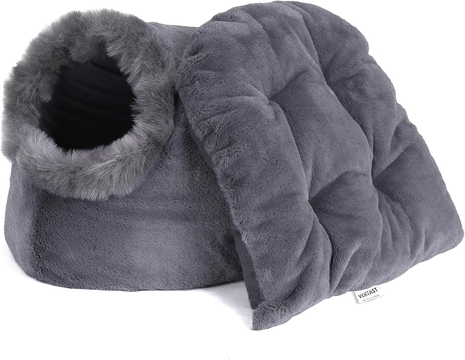 VERTAST Cat Small Dog Cosy Igloo Bed Nest Warm Soft Calming Nest Fluffy Kitten Puppy Cuddly House Hideout Cave with Cushion, Grey 3 91g0H6dC3kL. AC SL1500
