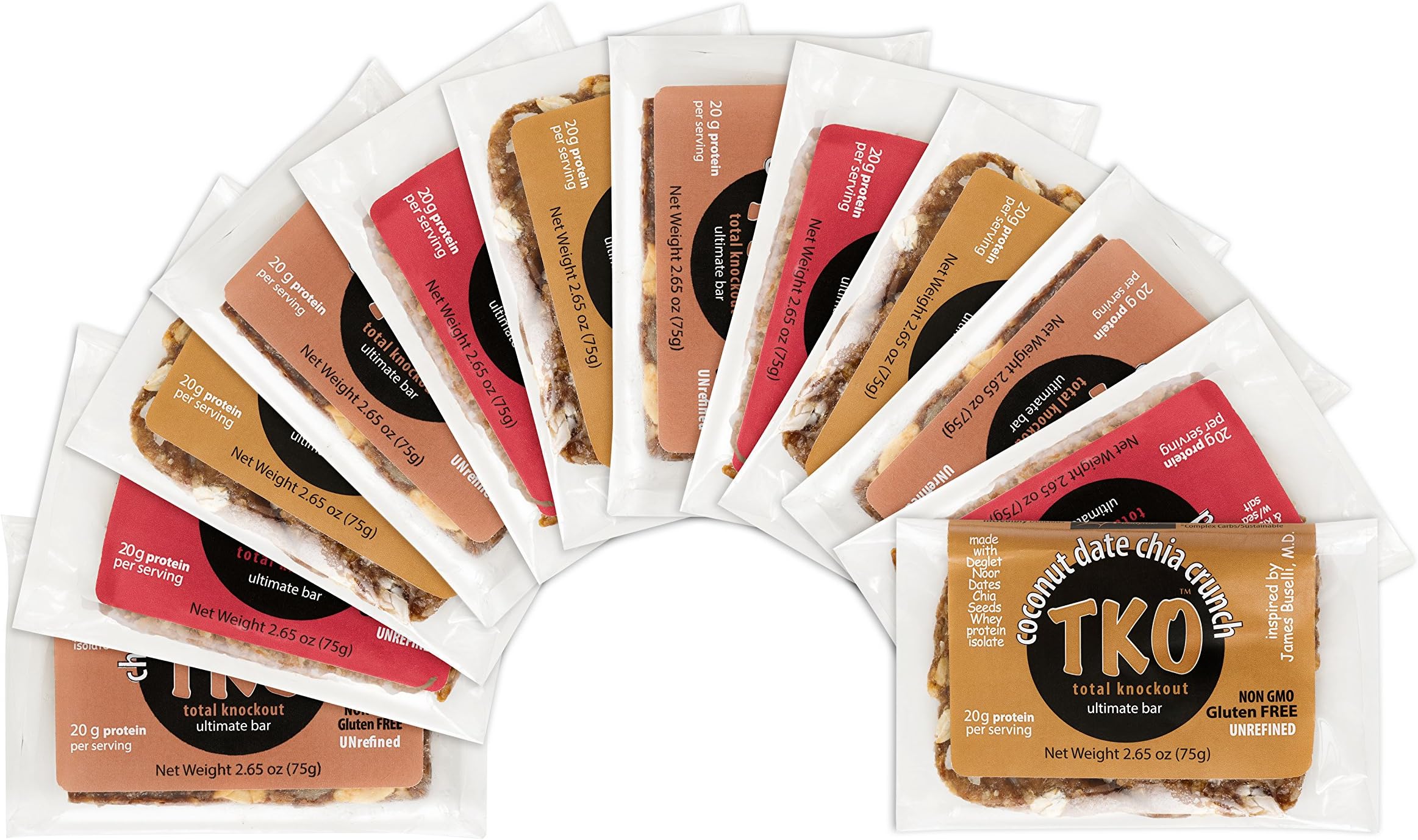 Jumpstart Bodyfuel TKO All Natural Gluten Free Protein Bars Variety Pack, 2.65 oz (12 Pack)