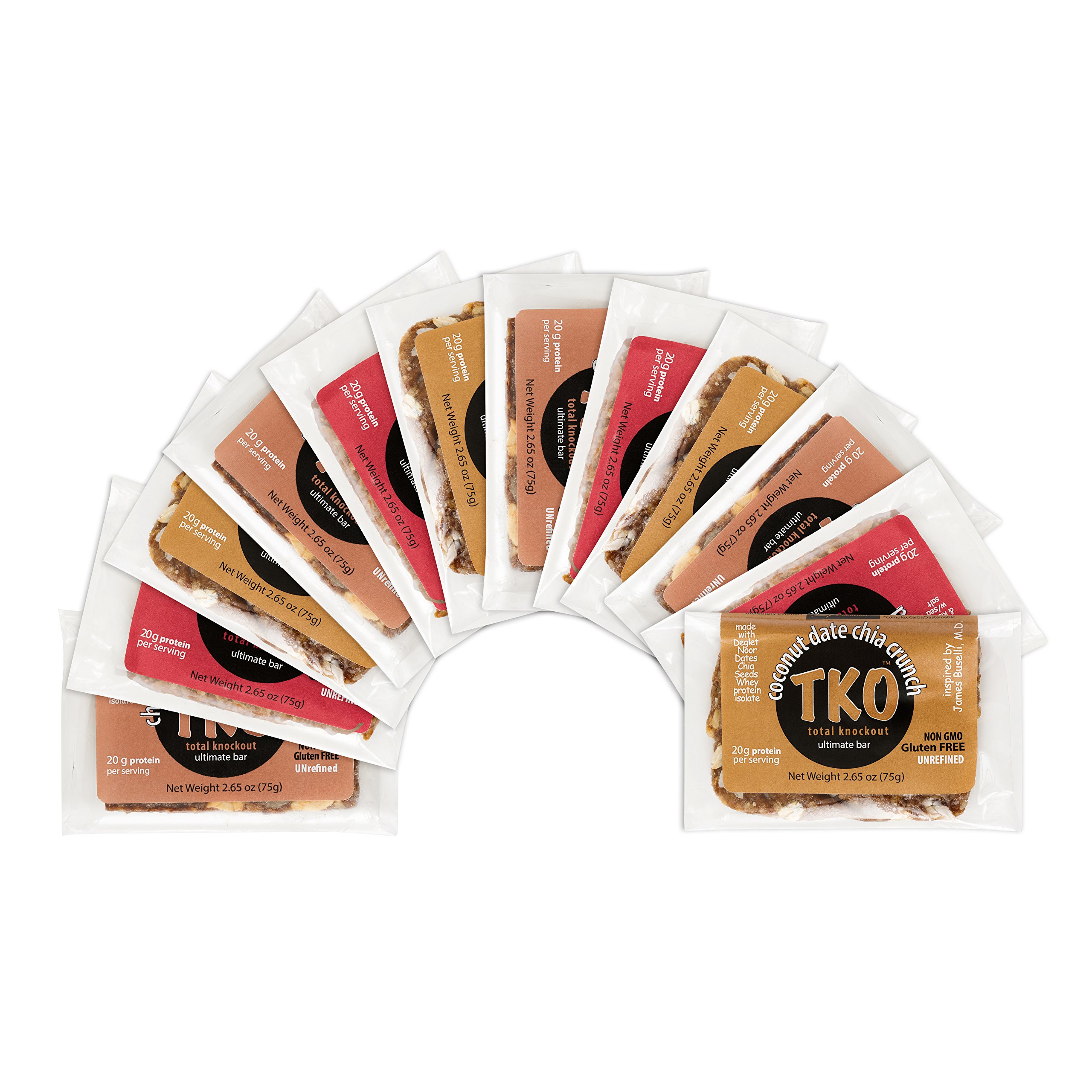 Jumpstart Bodyfuel TKO All Natural Gluten Free Protein Bars Variety Pack, 2.65 oz (12 Pack)