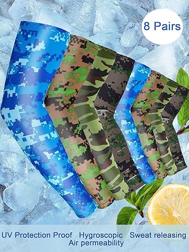 Miniatura 2 de 8 pares de mangas de enfriamiento unisex con protección UV para brazo de seda de hielo M