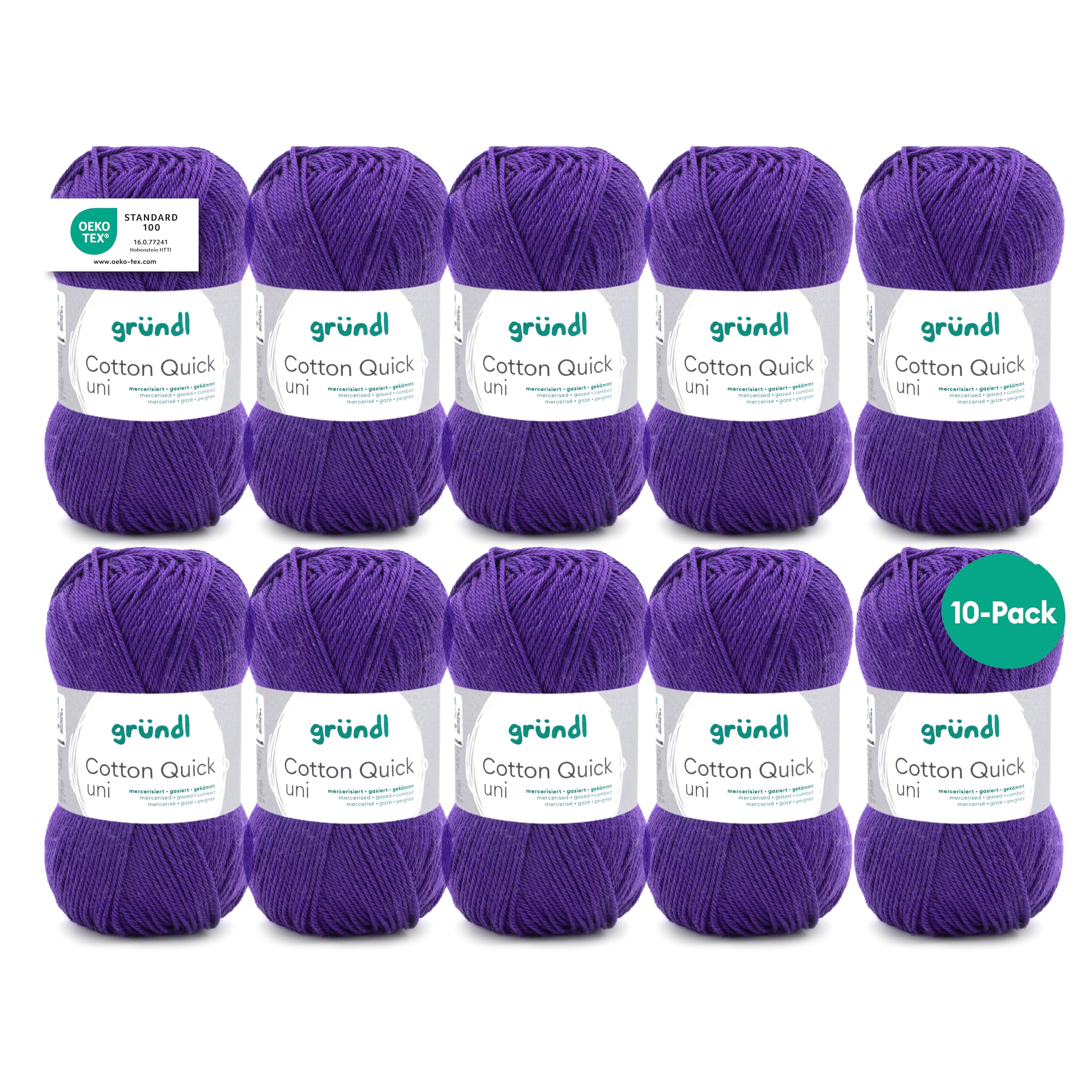 Laine Cotton Quick uni Gründl Prugna fil à tricoter et crocheter 10 pelotes de 50g
