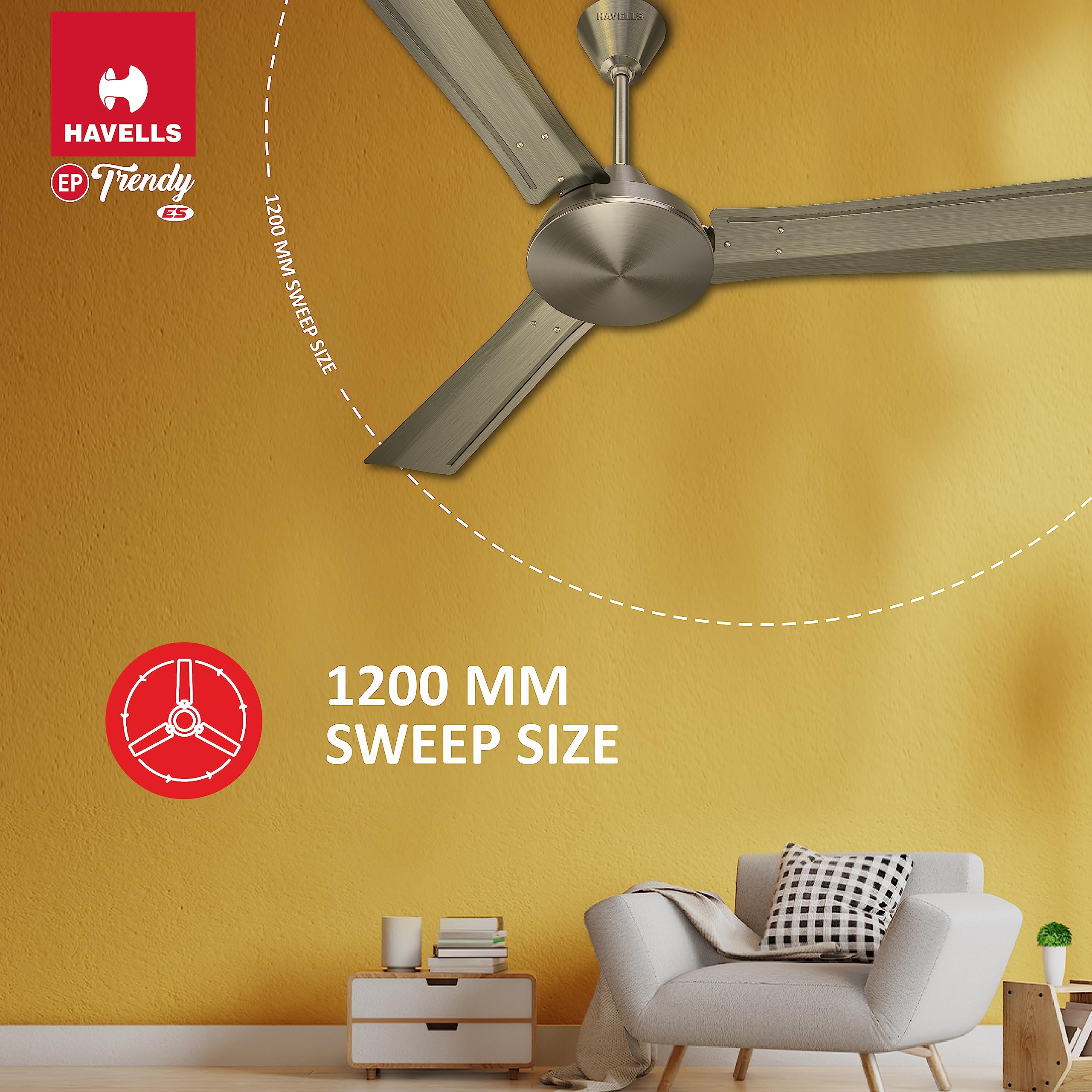 Havells EP Trendy ES Ceiling Fan - Antique Brass -6