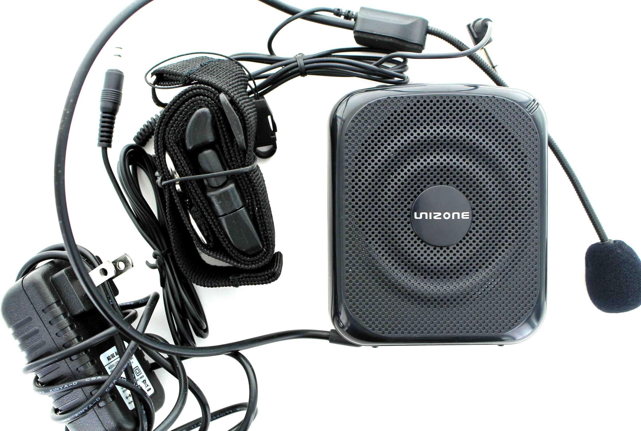 Unizone UZ-9088 Portable Rechargeable Voice Amplifier Public Address (PA) Microphone & Speaker - Black