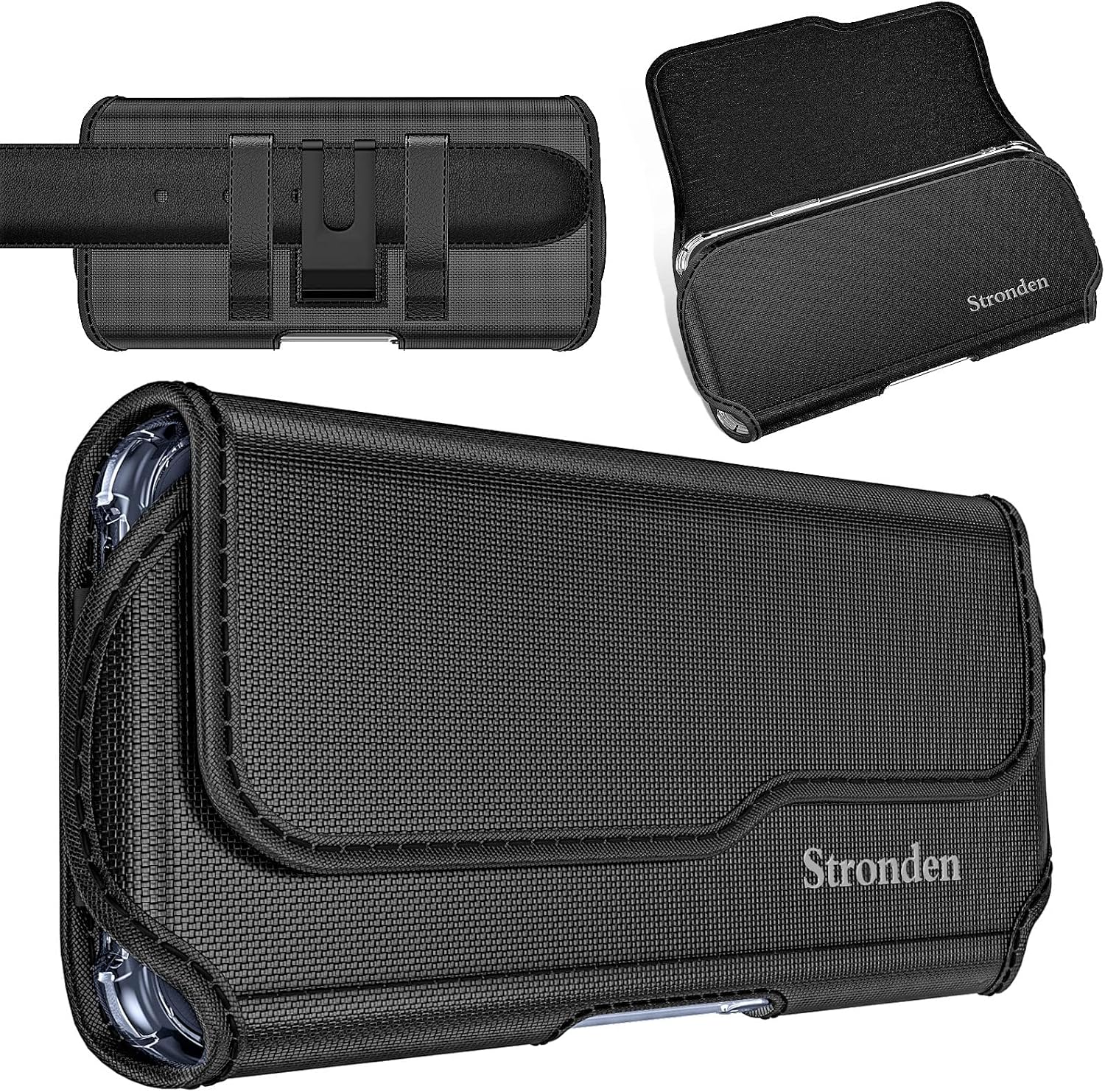 Stronden Holster for iPhone 14 Plus, 14 Pro Max, iPhone 13 Pro Max, 12 Pro Max, 11 Pro Max - Military Grade Nylon Belt Pouch w/Metal Clip & Magnetic Closure (Fits Otterbox Symmetry/Aneu Case on)
