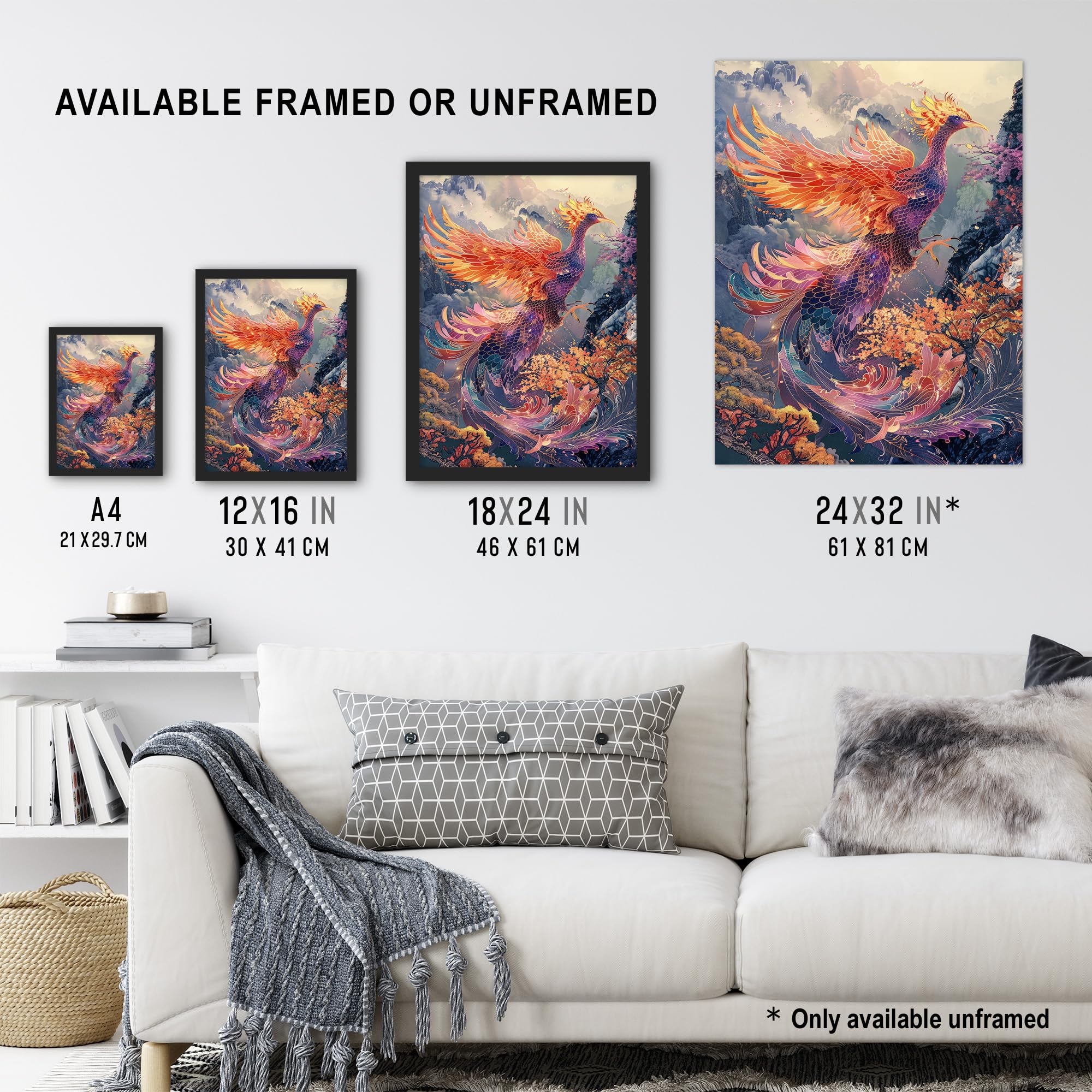 Artery8 Magical Phoenix Colourful Fantasy Concept Art For Living Room Extra Large XL Wall Art Poster Print - Image 3