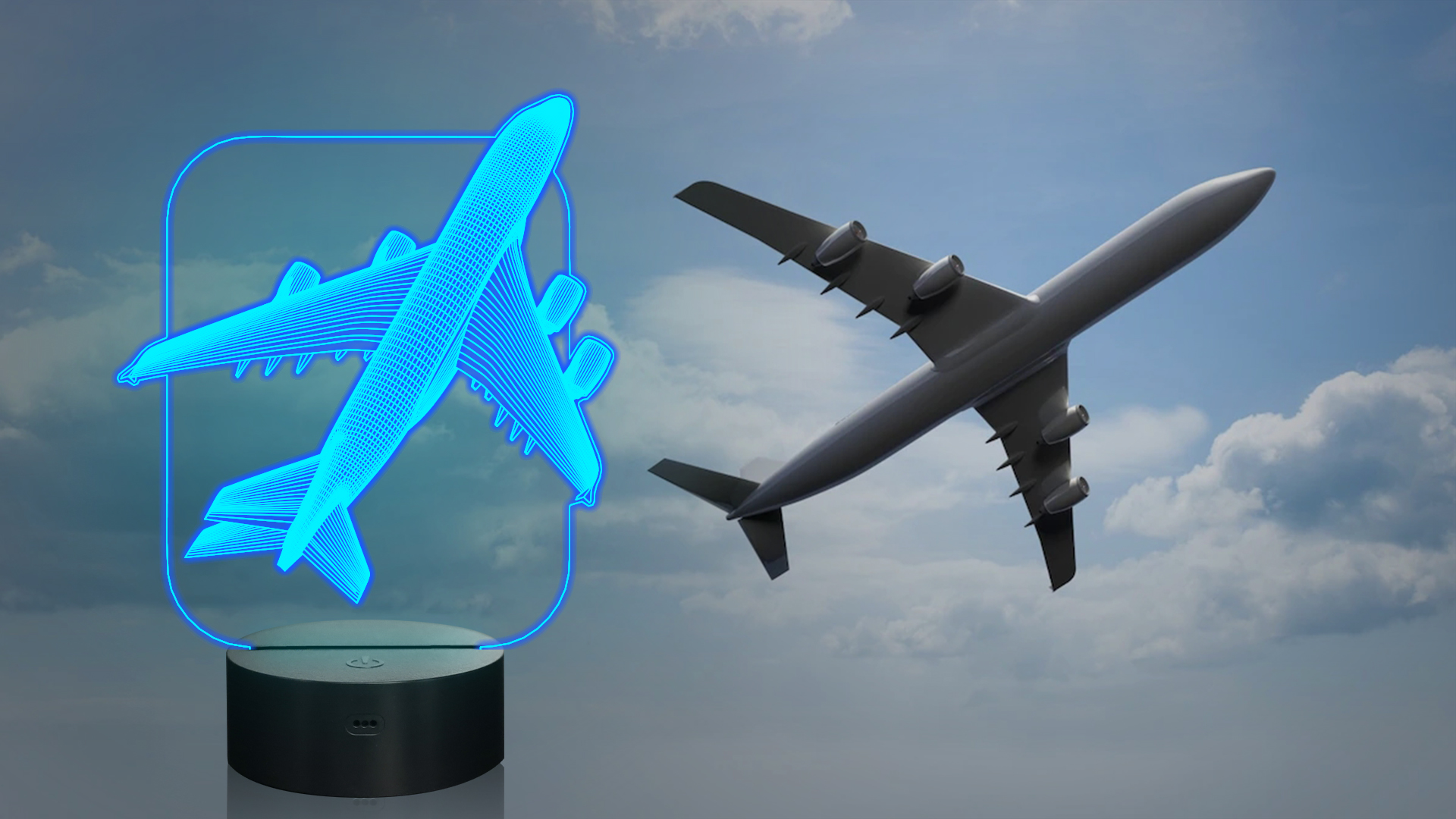 Image of FULLOSUN Aircraft Airplane 3D Night Light Bedside Lamp 16 Colors Changing with Remote Control Xmas Halloween Birthday Gift for Boy