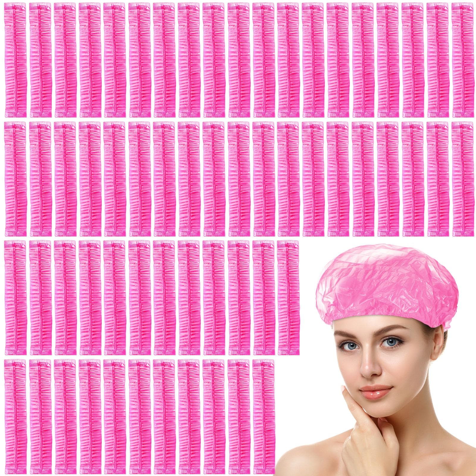 Leyndo 1000 gorros de ducha desechables de plástico impermeables a granel, gorros elásticos para procesamiento de cabello, gorros de baño gruesos e impermeables para mujeres y niñas, fiestas de spa,