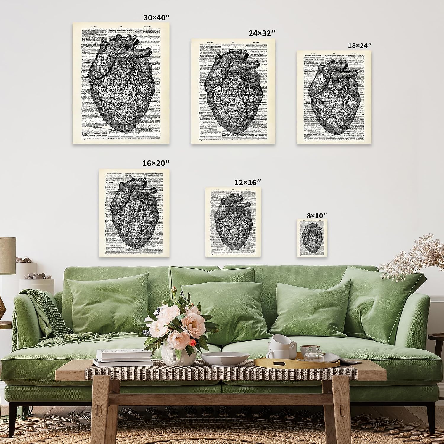 Poster Master Dictionary Canvas - Retro Heart Print - Anatomy wall Art - Gift for Doctor, Nurse - Anatomical Heart Art - Wall Decor for Clinic, Hospital, Doctor's Office - 8x10 STRETCHED Canvas